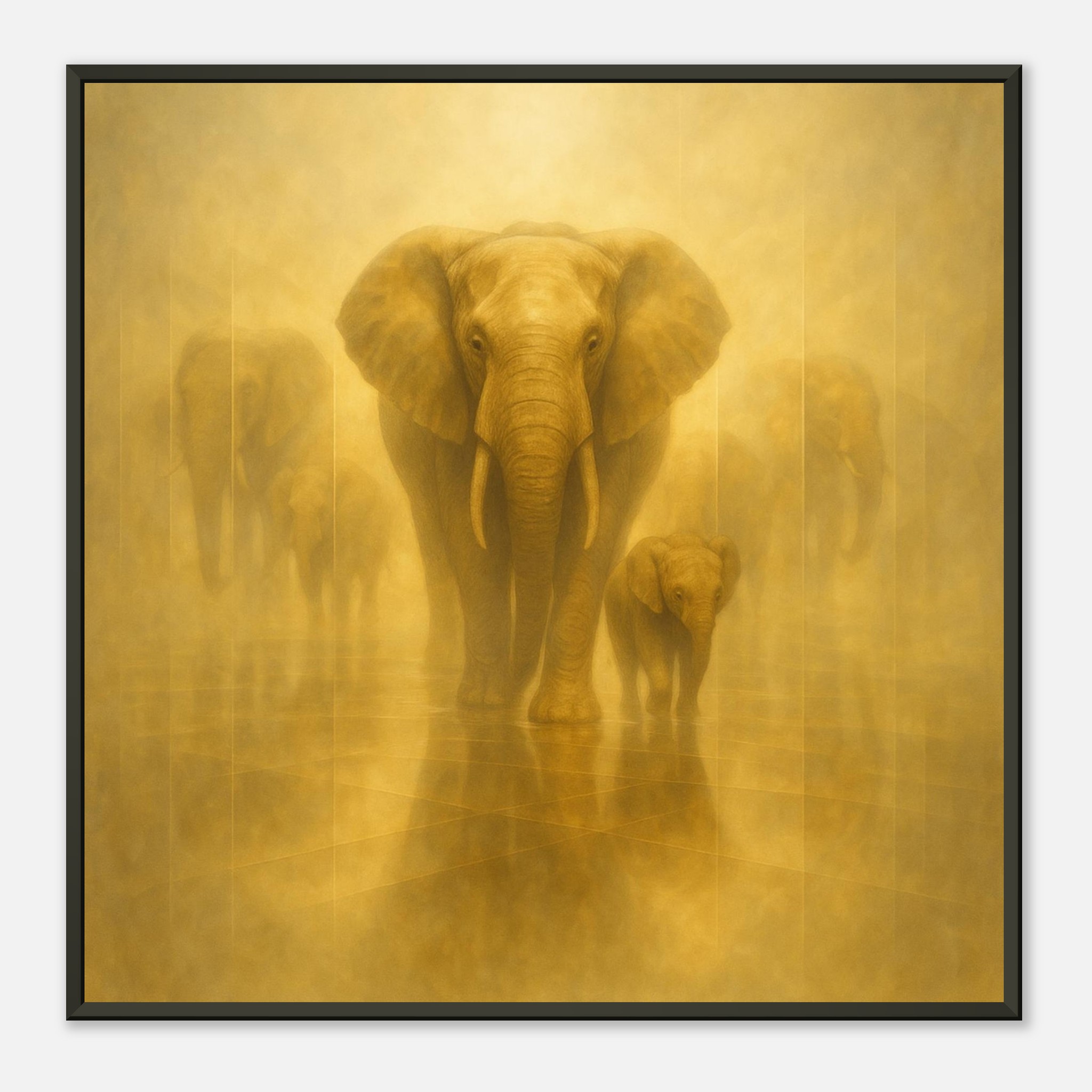 classic semi glossy paper metal framed poster elephant and calf 00165e62-7599-445b-934f-97225d39f6b3