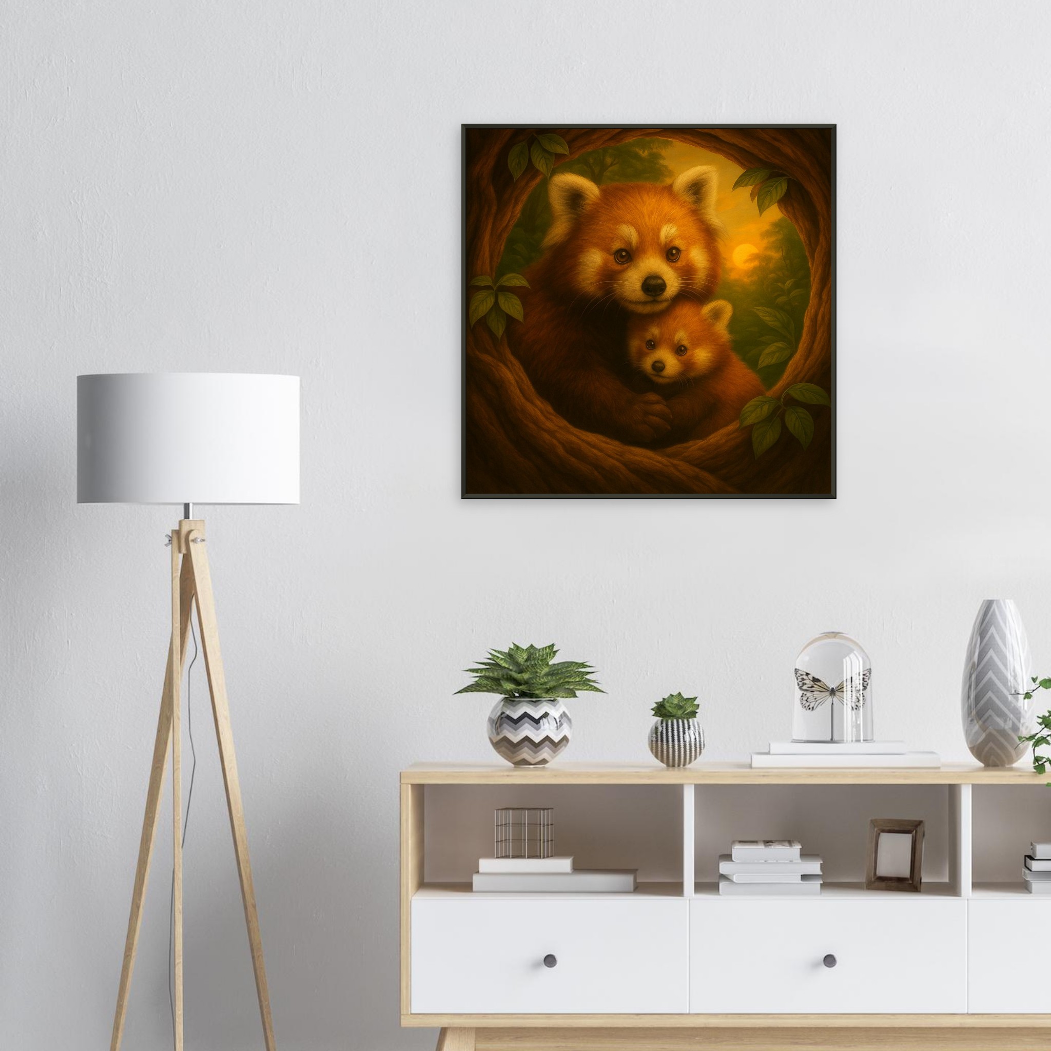 classic semi glossy paper metal framed poster red panda mum and baby 0e82eac3-dc7c-470f-a9e8-214212938a62