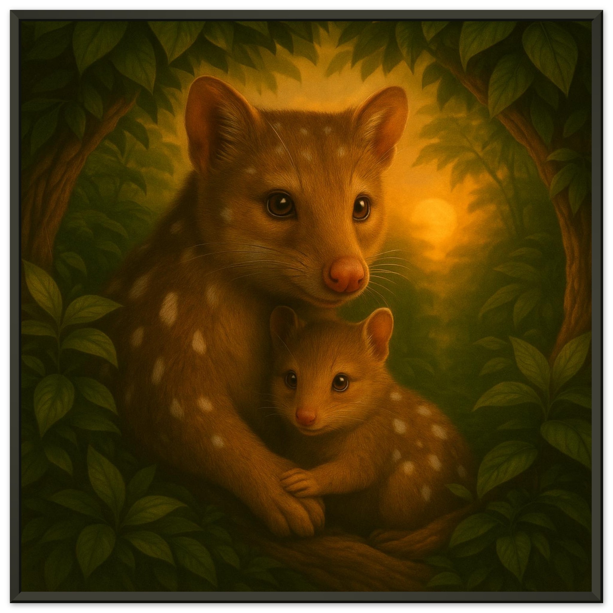 classic semi glossy paper metal framed poster quoll mum and joey 119df2be-8f22-4ce0-b2d3-b2777a21d5e5