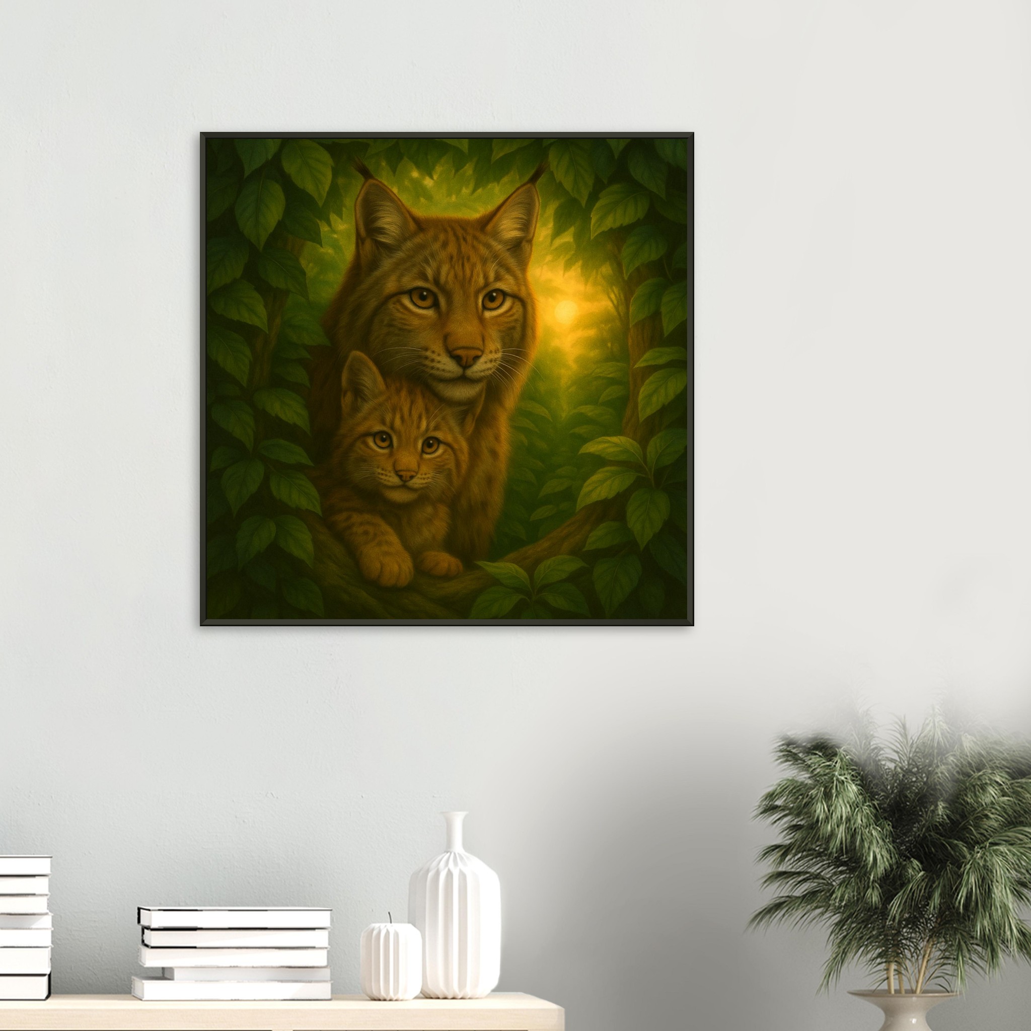 classic semi glossy paper metal framed poster eurasian lynx and kitten 140cab12-5b16-404c-a71c-30a1727764b8