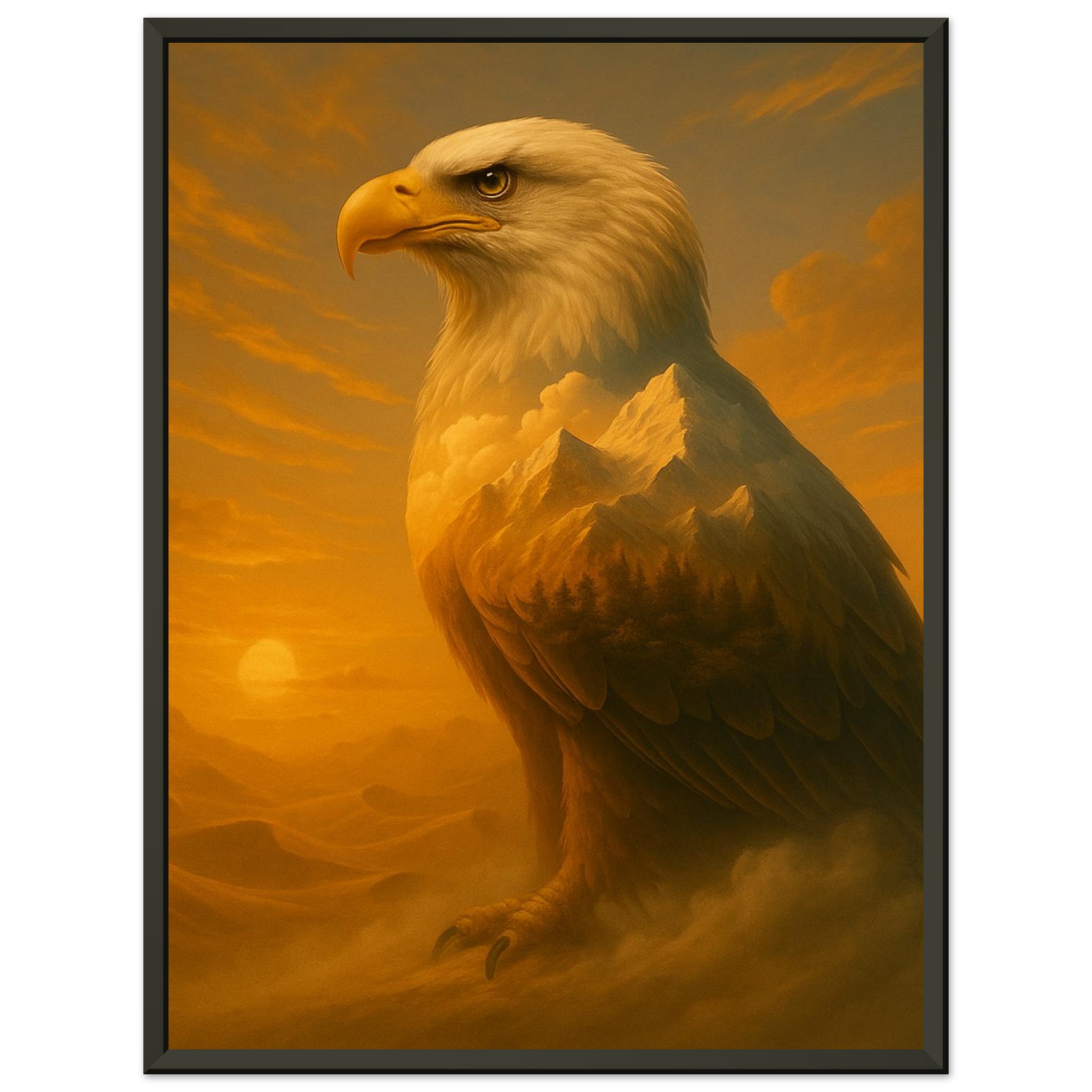 classic semi glossy paper metal framed poster, bald eagle 18356a1e-6b17-41b9-a592-5d4be4e3b04e