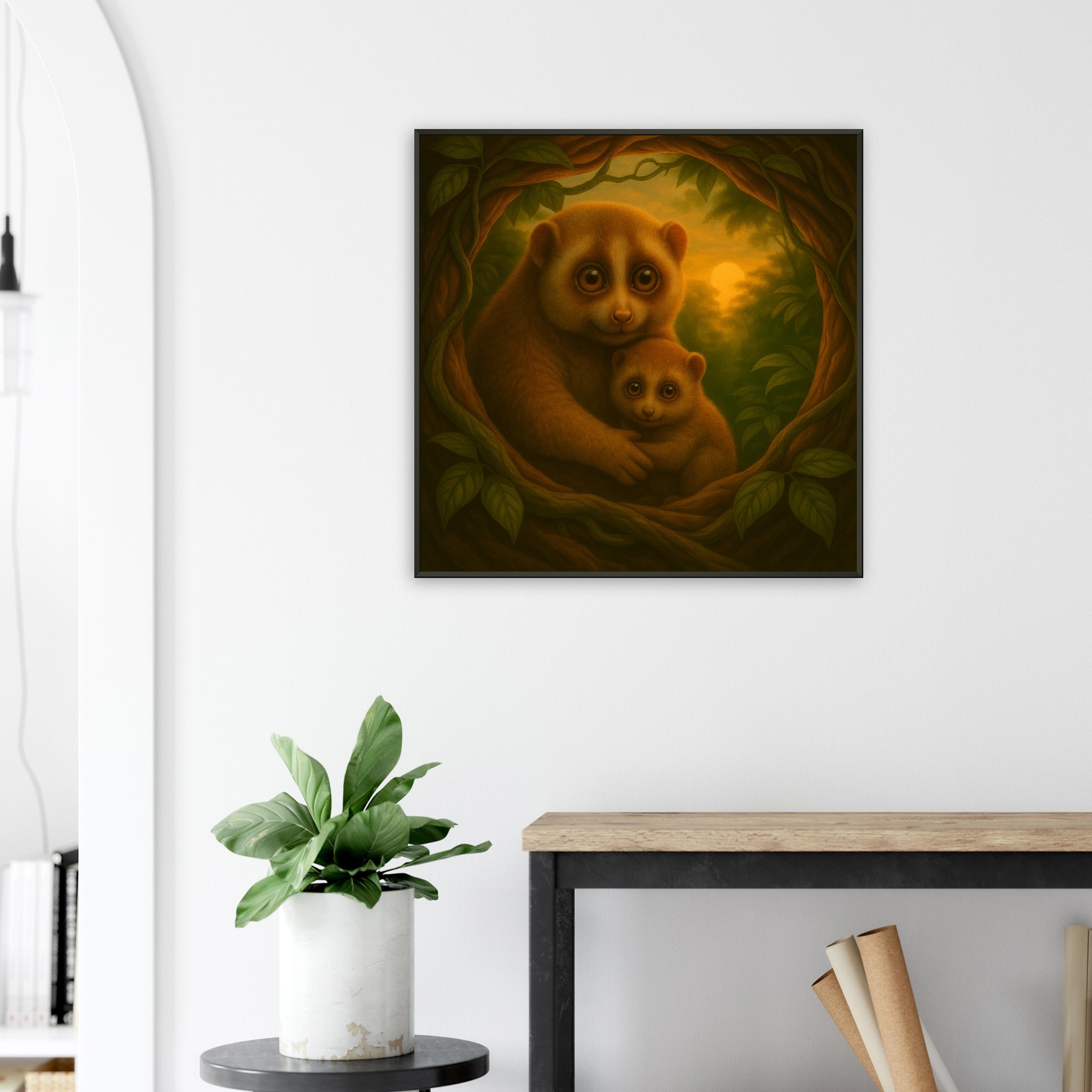 classic semi glossy paper metal framed posternslow loris mum and baby 1960c208-1fea-4d9e-b61e-14abad50c565