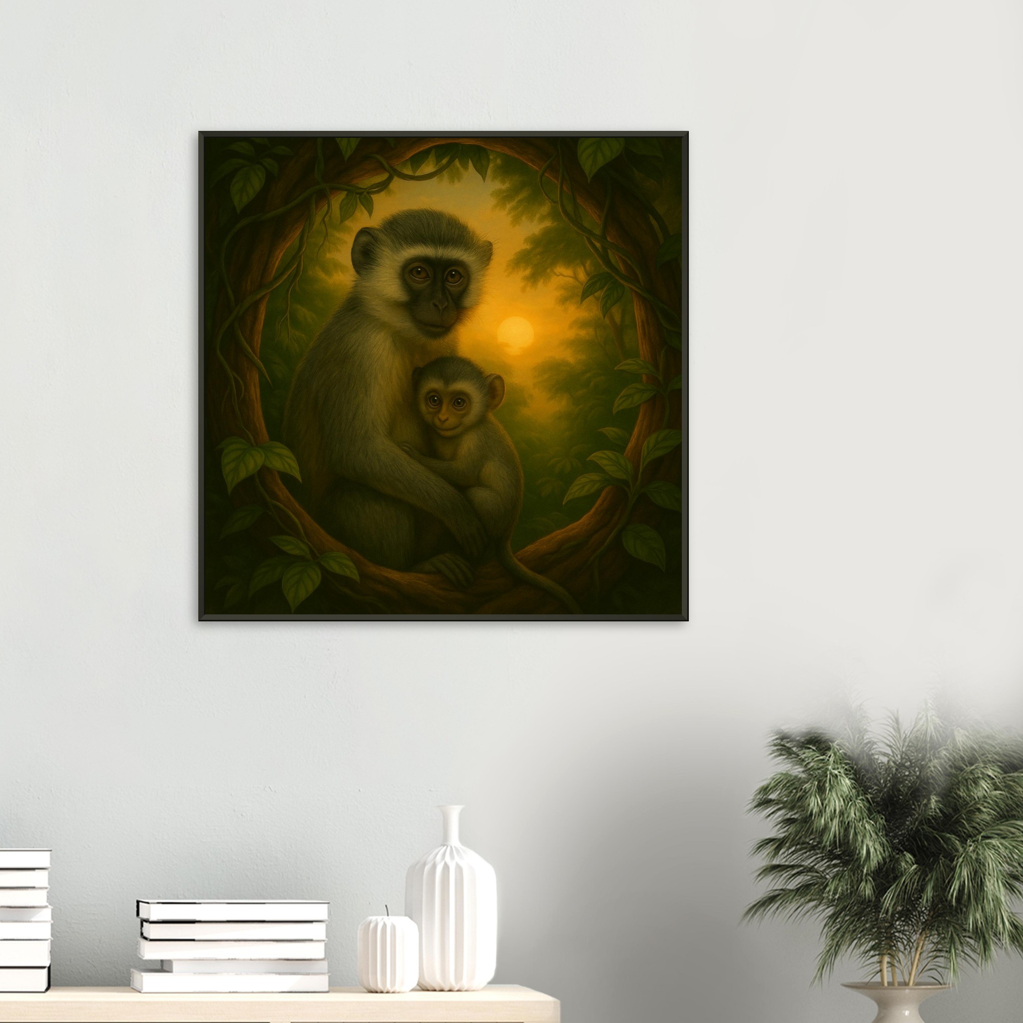 classic semi glossy paper metal framed poster vervet mother and baby 250d095f-b020-4d2c-a8fd-d689183c13c0