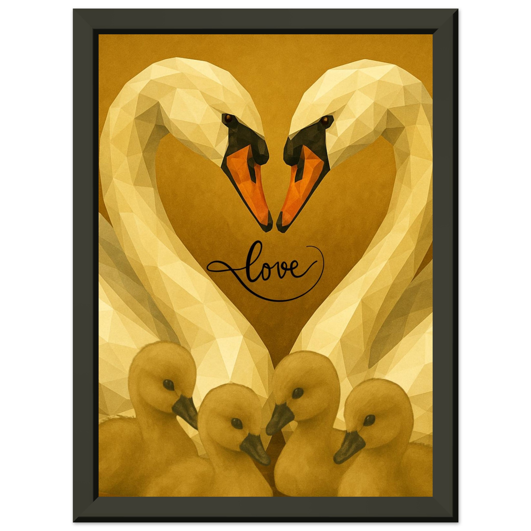 classic semi glossy paper metal framed poster swan family 25d1530a-a4b6-4b97-b901-26f3e577c49e