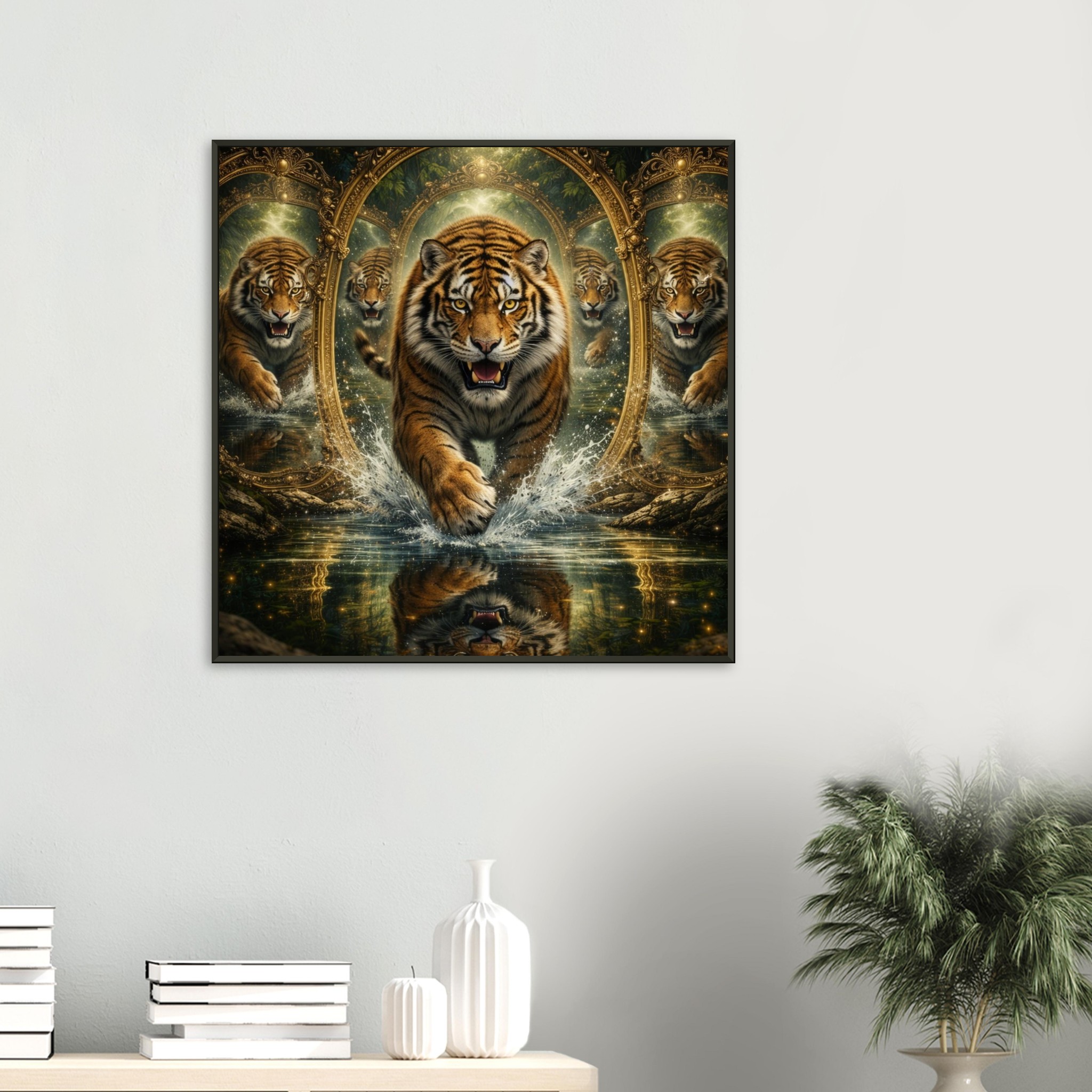 classic semi glossy paper metal framed poster, tiger reflection 2684c56b-4060-453f-92ec-78243c7b31d9