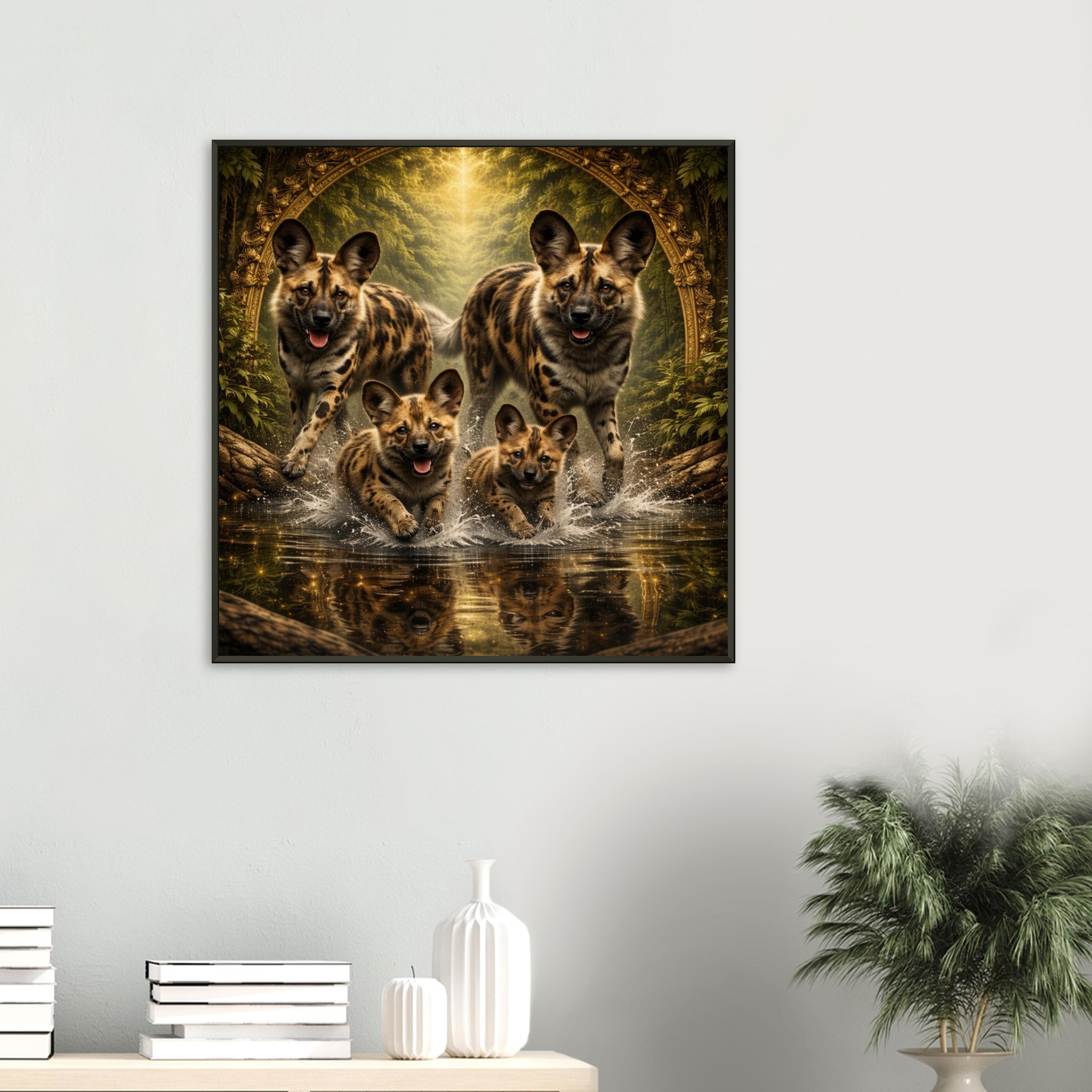 classic semi glossy paper metal framed poster wild dog family 28d3e958-d099-4272-bbec-1e836bdaa423