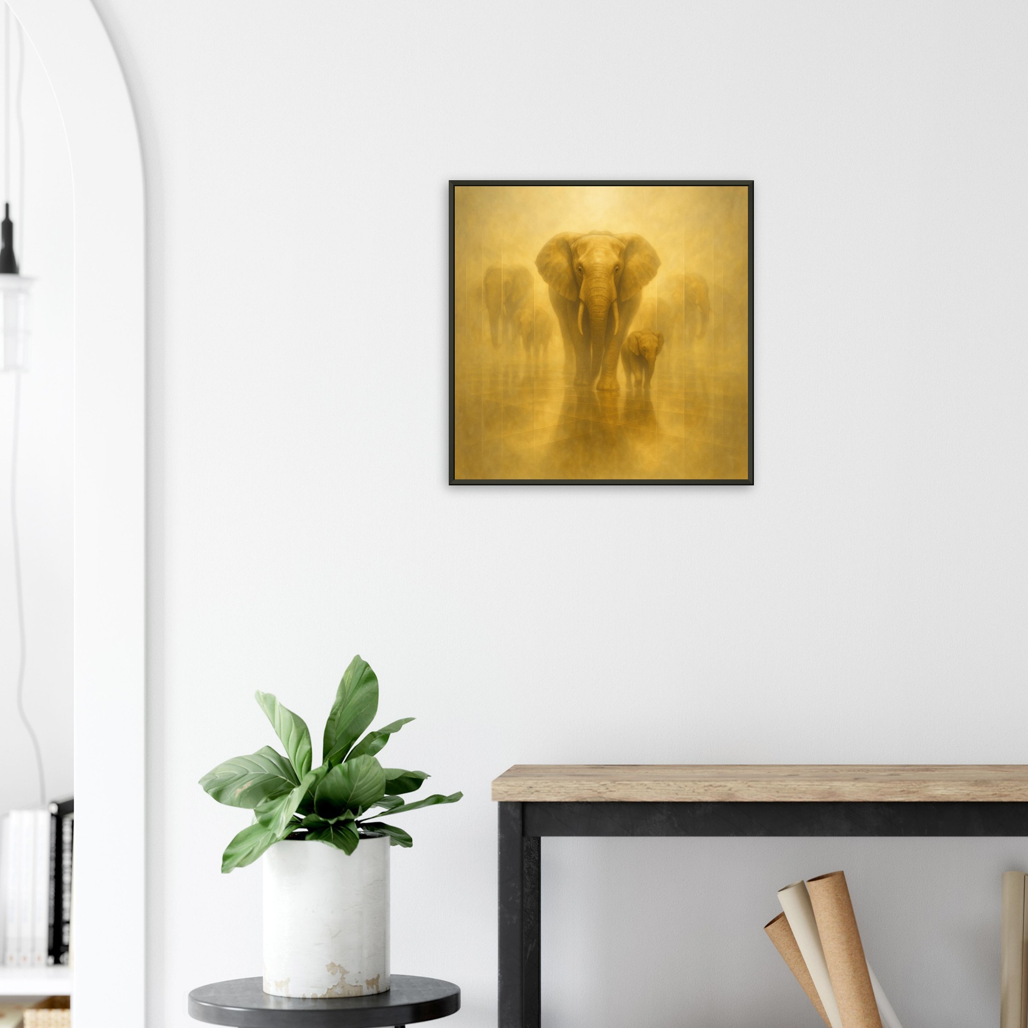 classic semi glossy paper metal framed poster elephant and calf 2f6309f7-a37c-4787-9446-55bec6b02696