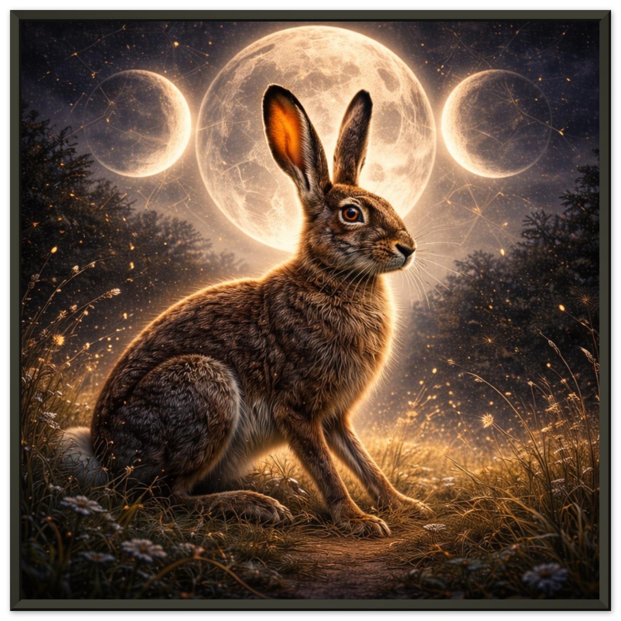 classic semi glossy paper metal framed poster moonlit hare 33757930-be8e-406b-8343-a47289828dda