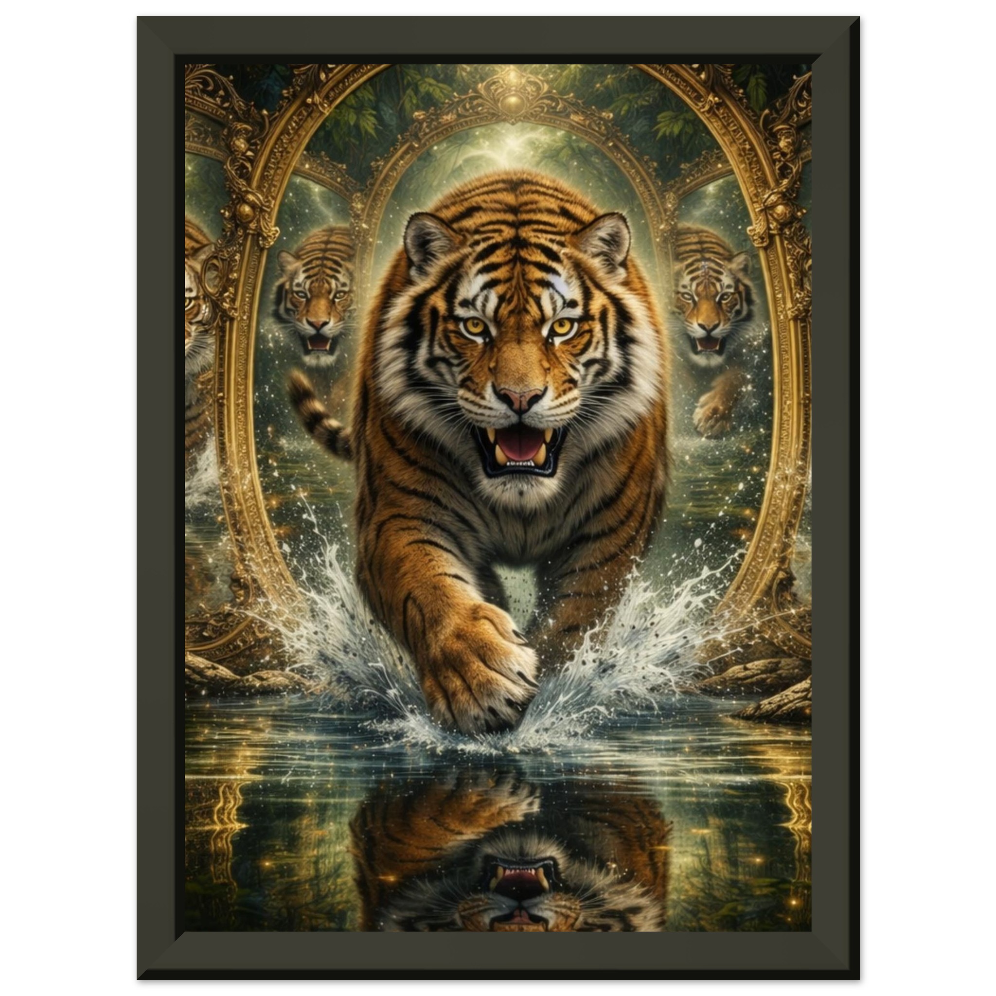 classic semi glossy paper metal framed poster, tiger reflection 350a858b-e90a-48a9-a51e-3384c060b75b