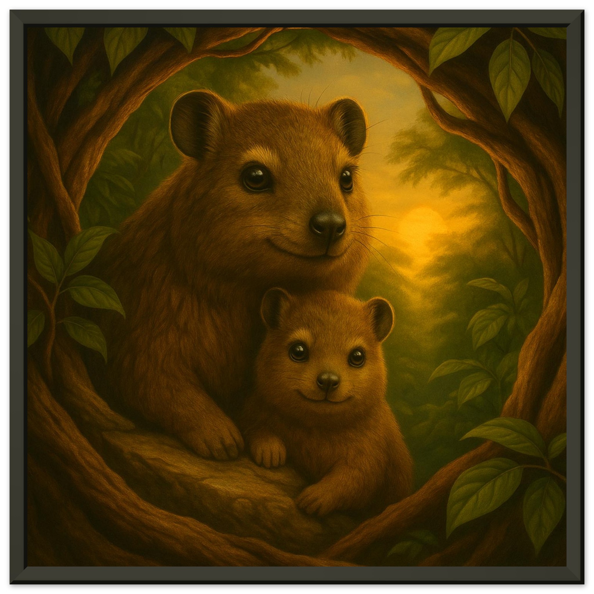 classic semi glossy paper metal framed poster quokka mother and baby 3cf4317b-9214-4059-9e64-be9aba3d3faf