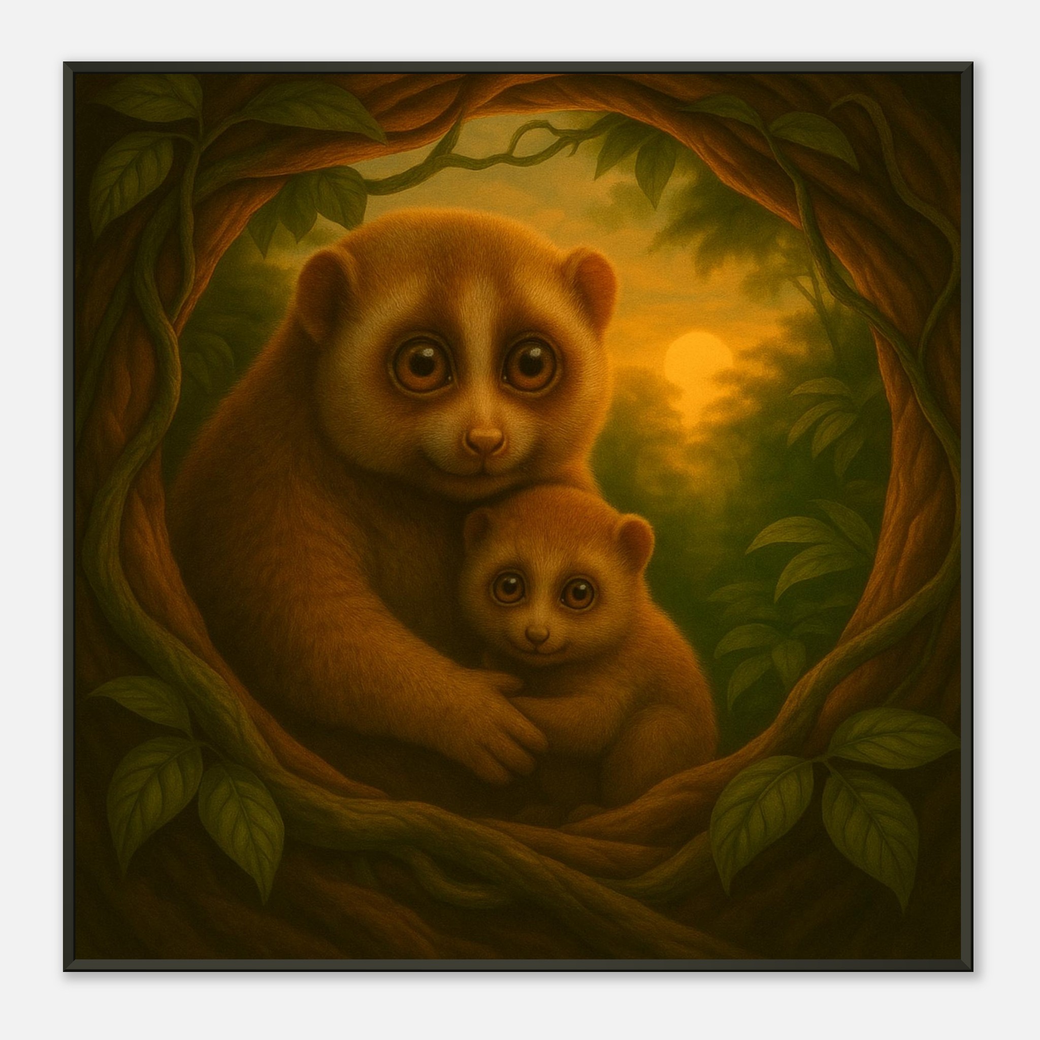 classic semi glossy paper metal framed posternslow loris mum and baby 3feb0311-799a-4a52-a156-38602dbf6c09