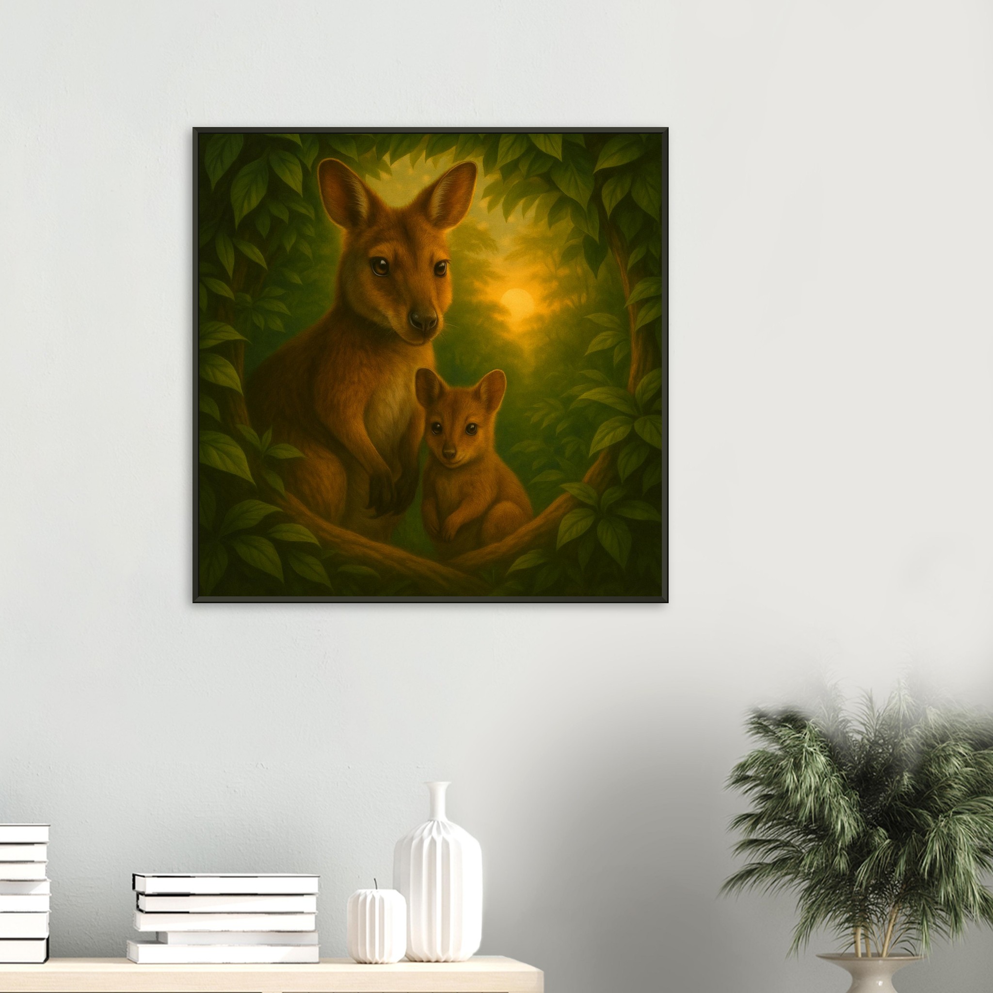 classic semi glossy paper metal framed poster wallaby mum and joey 4101e2fc-d5b5-47d0-9709-0c2d616a8248