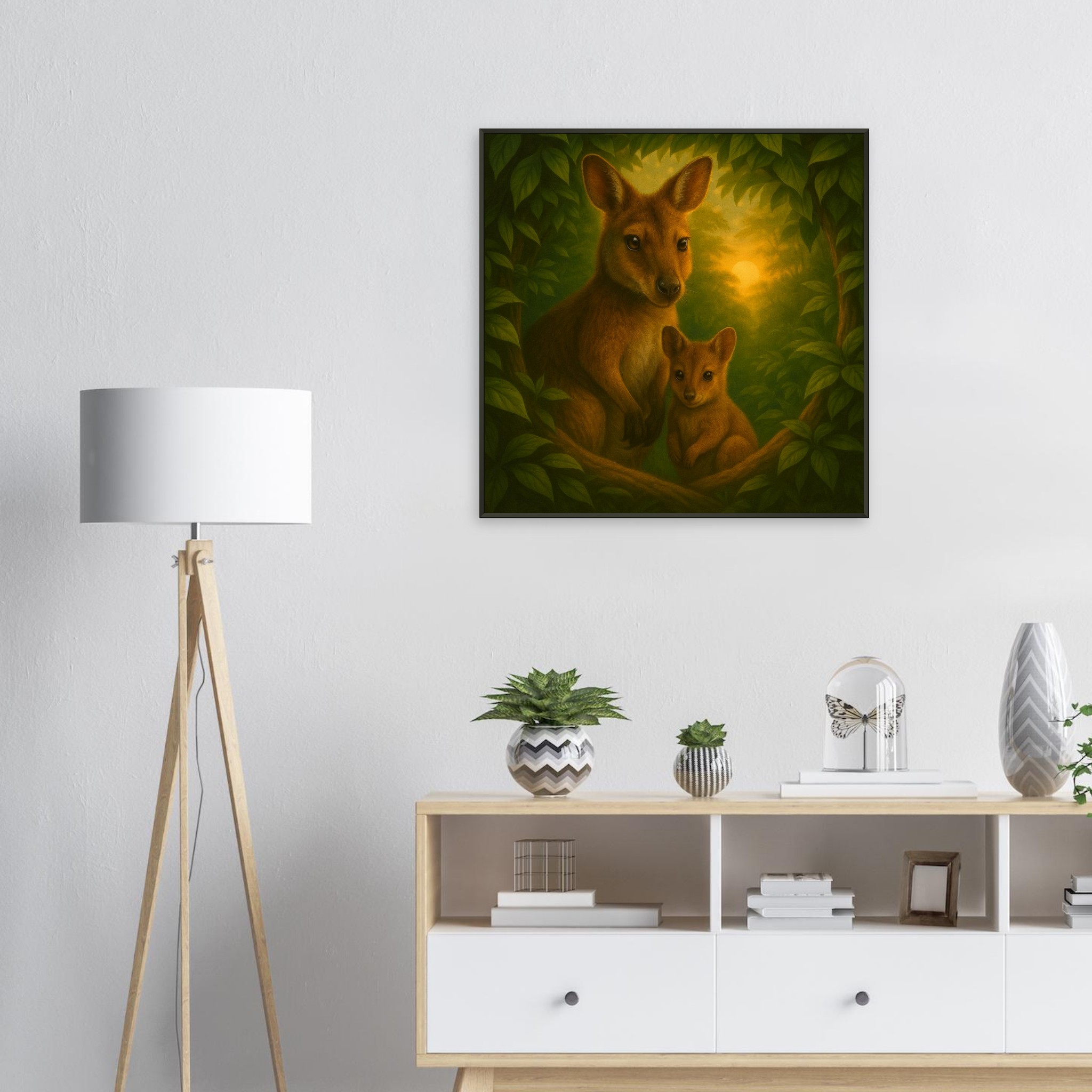 classic semi glossy paper metal framed poster wallaby mum and joey 45c09752-7bdb-4e8e-bc60-817ae444c926
