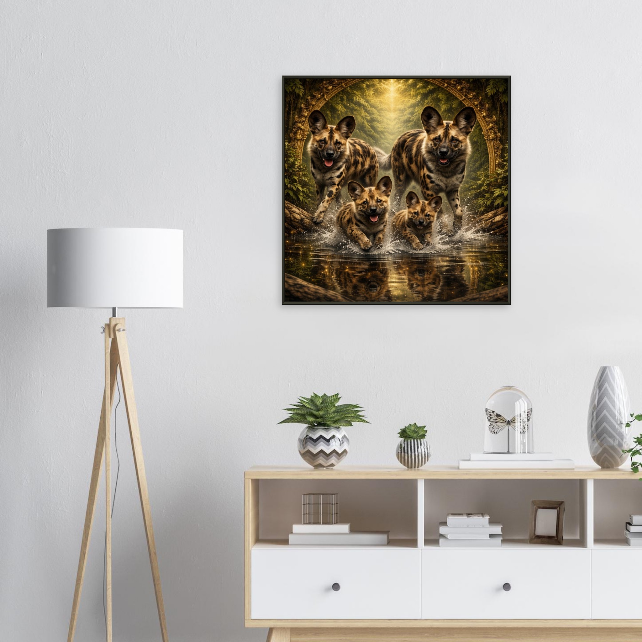 classic semi glossy paper metal framed poster wild dog family 46374b04-a364-4517-8749-e38ea80d20ca