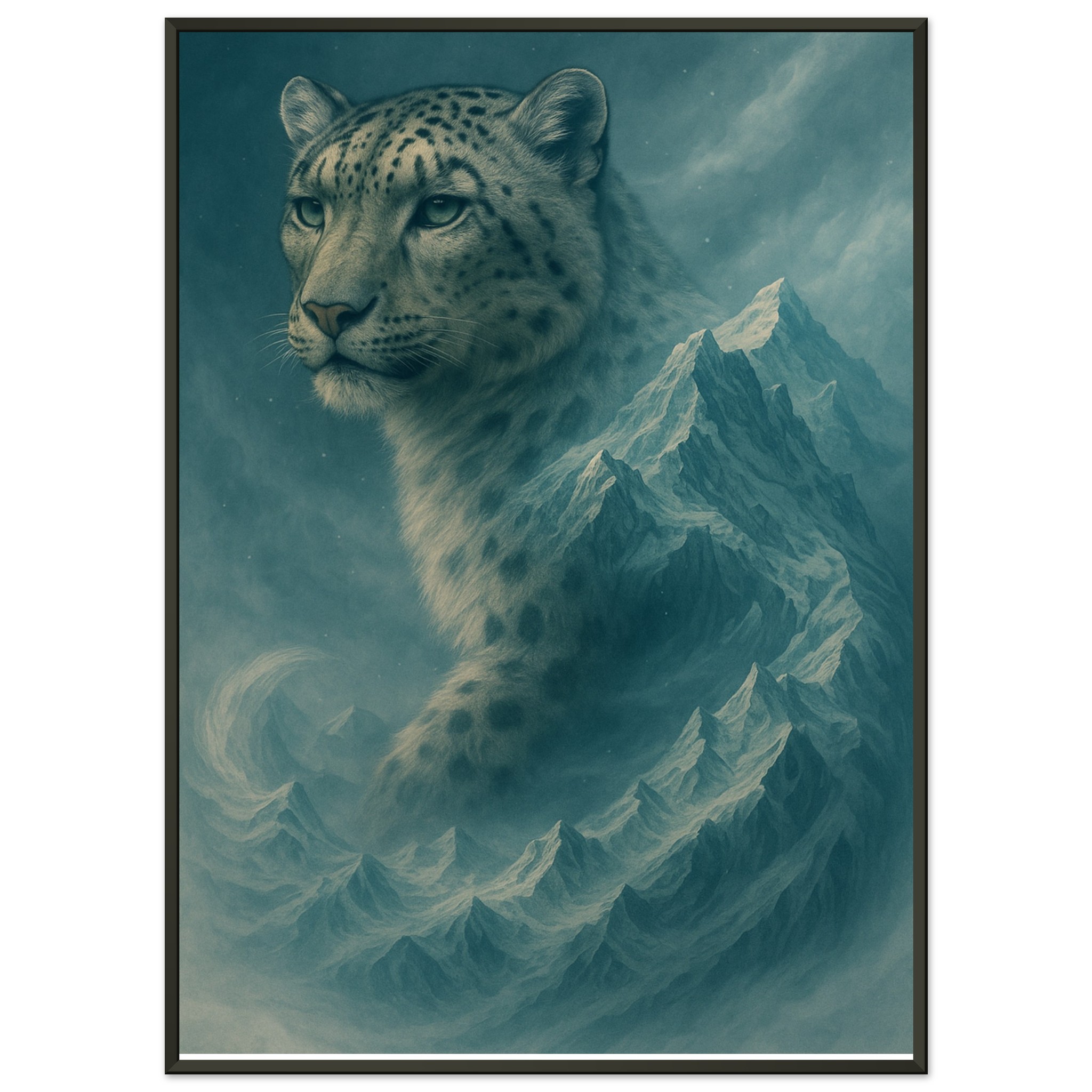 classic semi glossy paper metal framed poster snow leopard 4640de09-f702-4cb1-a513-2c227c6a5eb4
