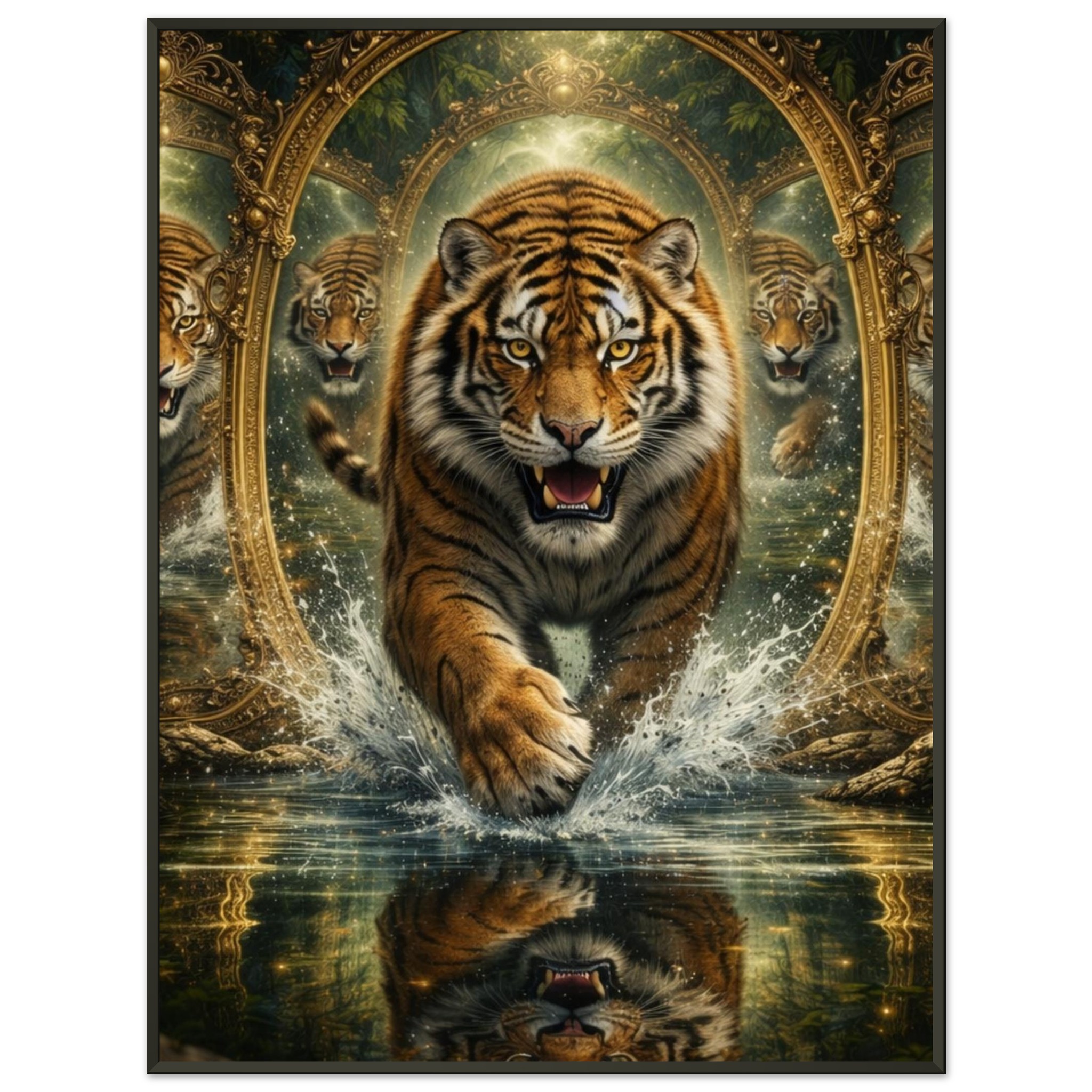 classic semi glossy paper metal framed poster, tiger reflection 4989b0da-ce61-4510-9d23-1615b0540367