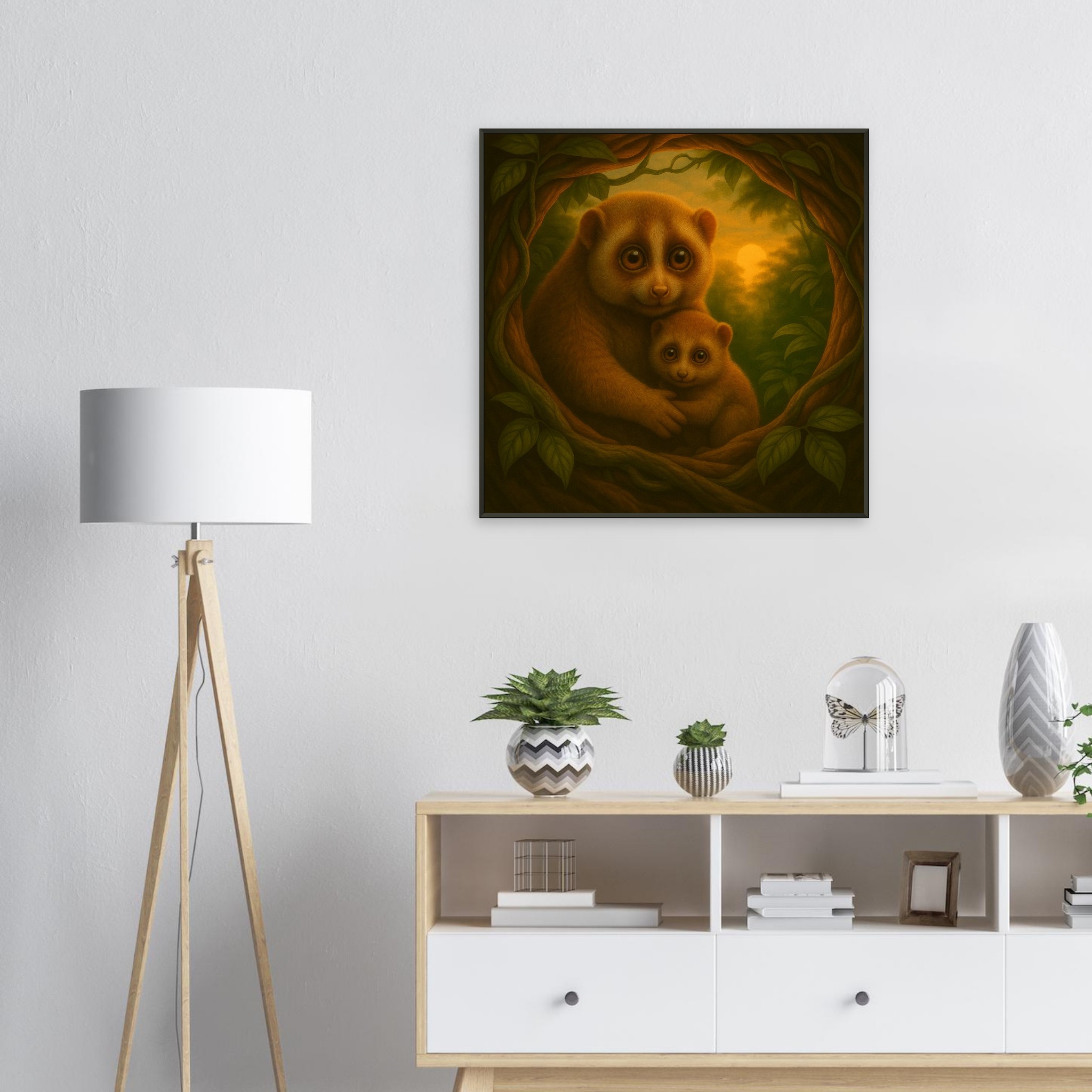 classic semi glossy paper metal framed posternslow loris mum and baby 4d39180f-35fa-419c-809f-83e8262f1bcb