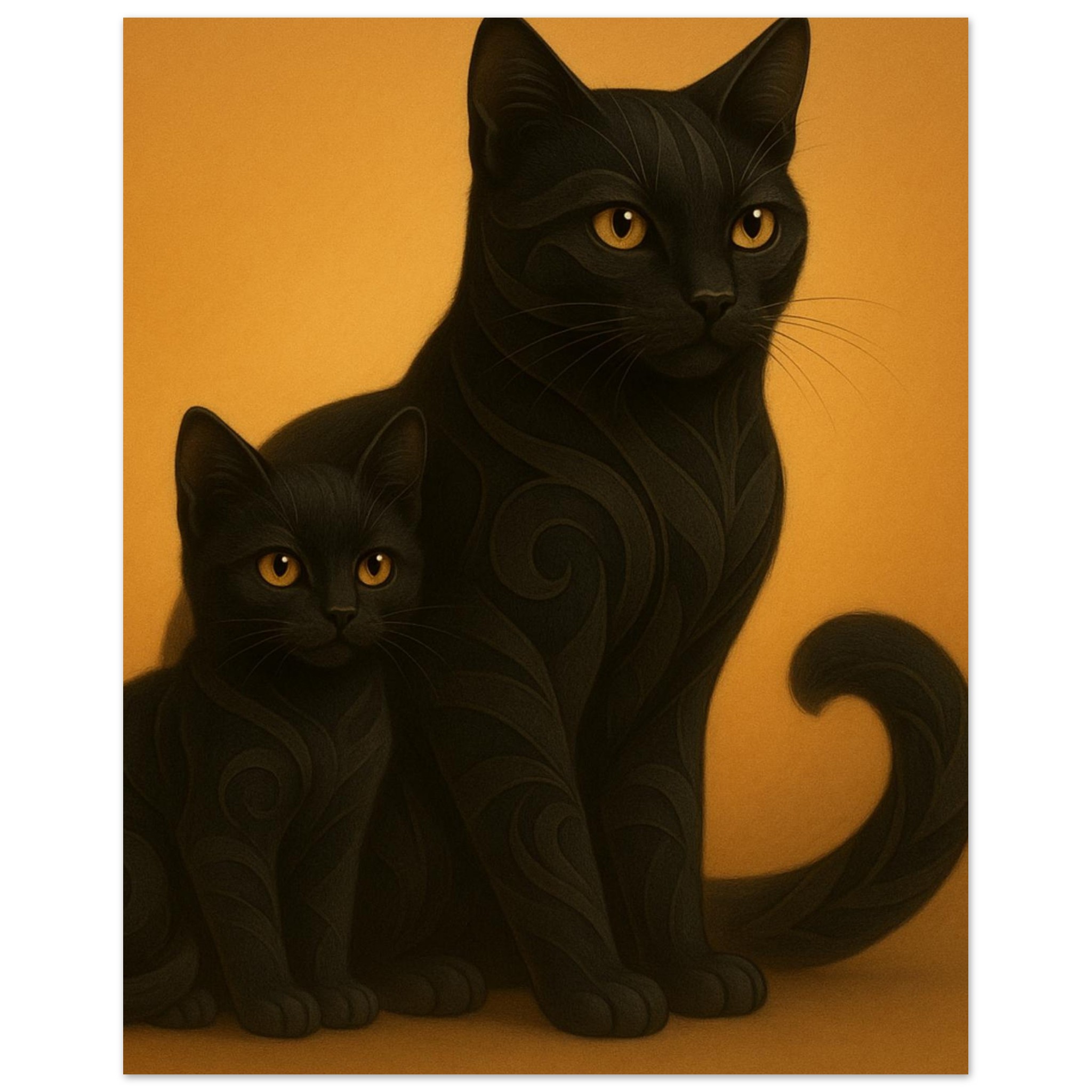 classic semi glossy paper poster black cat and kitten 4e8e84b6-2297-41e2-ab7d-1bfdbb291787