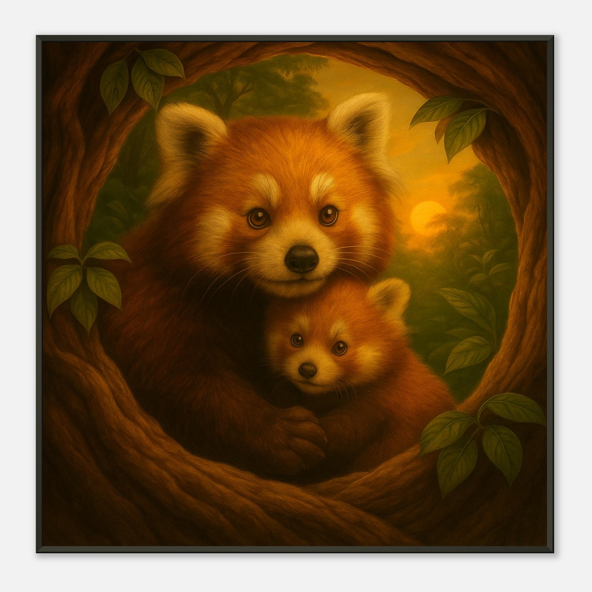 classic semi glossy paper metal framed poster red panda mum and baby 529e203f-01d7-4589-926a-e9e615da0d1f