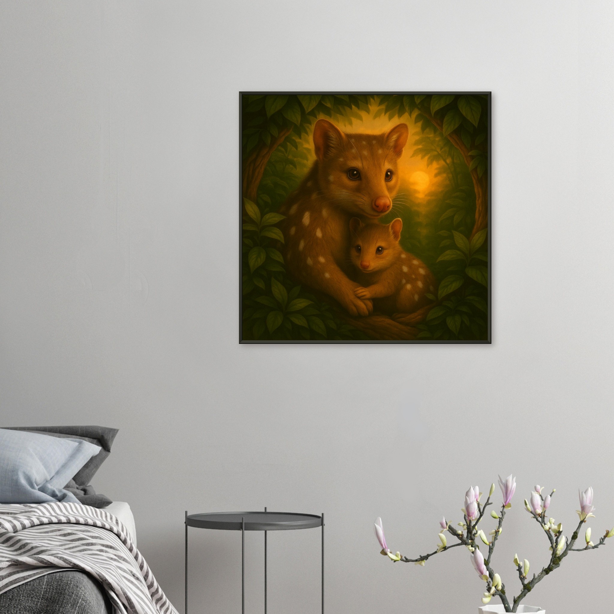 classic semi glossy paper metal framed poster quoll mum and joey 54c4b3eb-3542-45b4-9450-1da6de9f099b