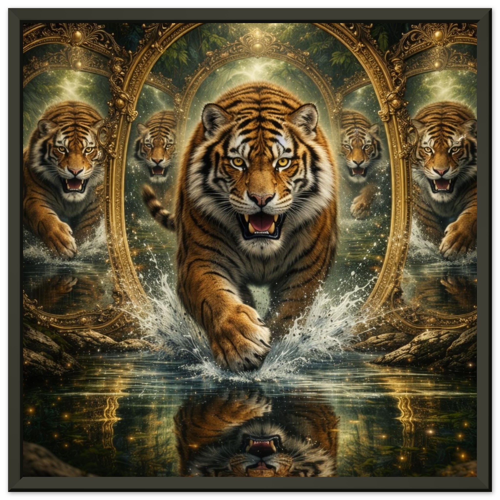 classic semi glossy paper metal framed poster, tiger reflection 57aafaab-38f9-42d7-9f4b-68f28a773f3b