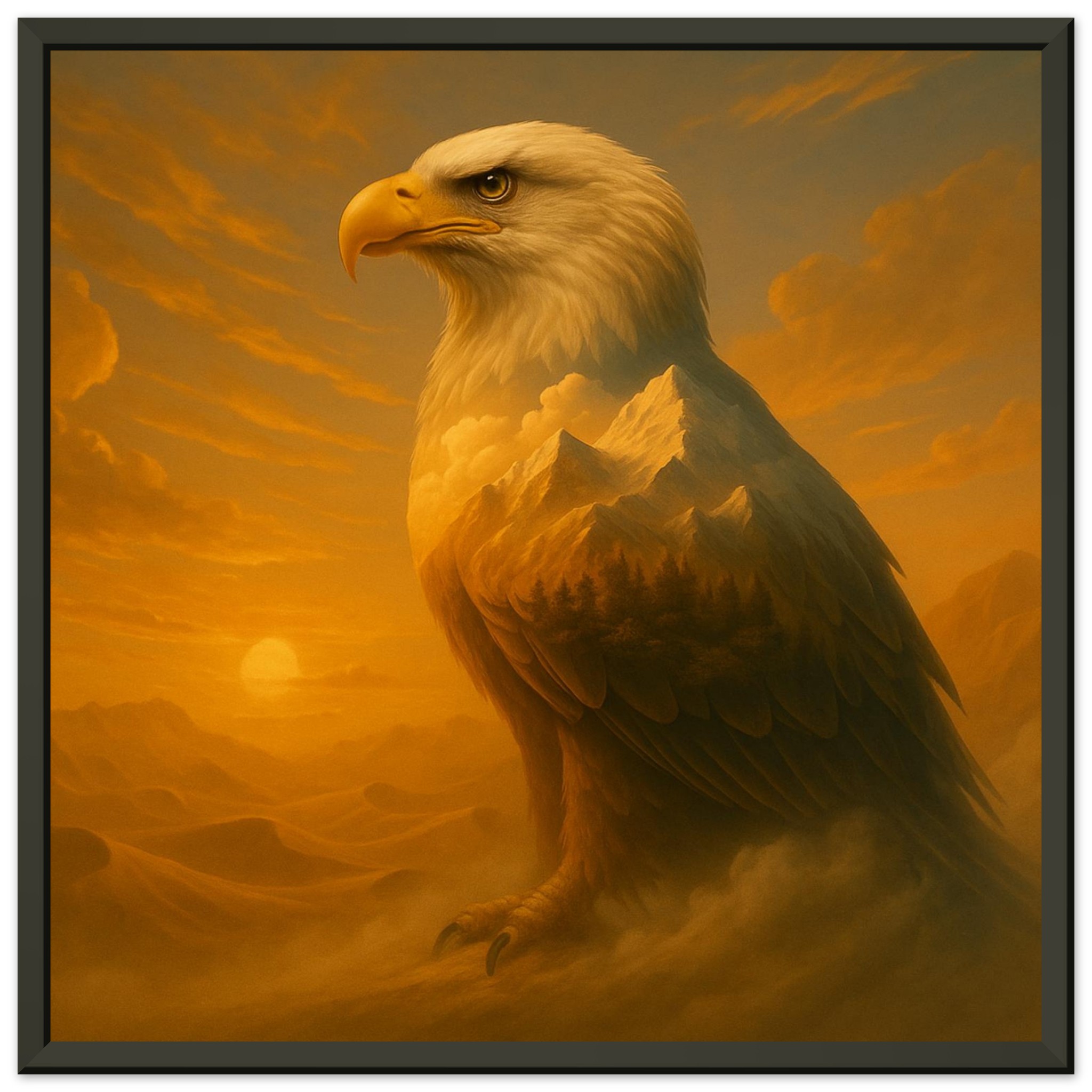classic semi glossy paper metal framed poster, bald eagle 58345686-0953-477b-9fbb-5fa836483fb2