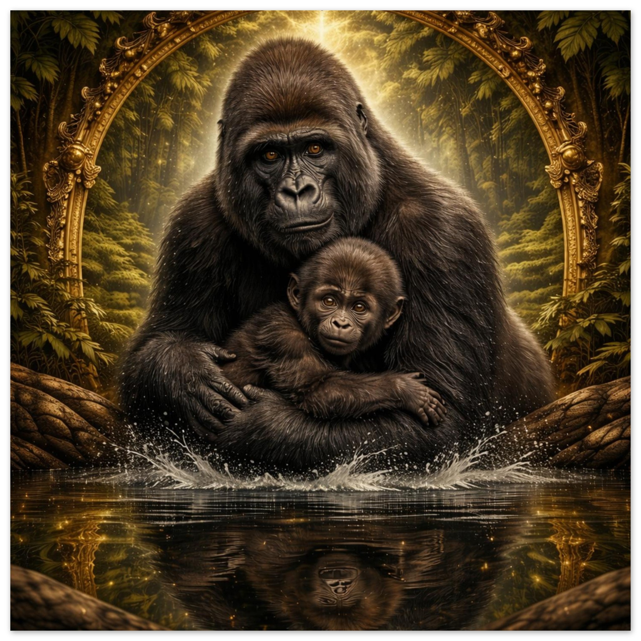classic semi glossy paper poster gorilla and baby 5b8245ab-dbc9-4de7-a0db-f3e810534dce