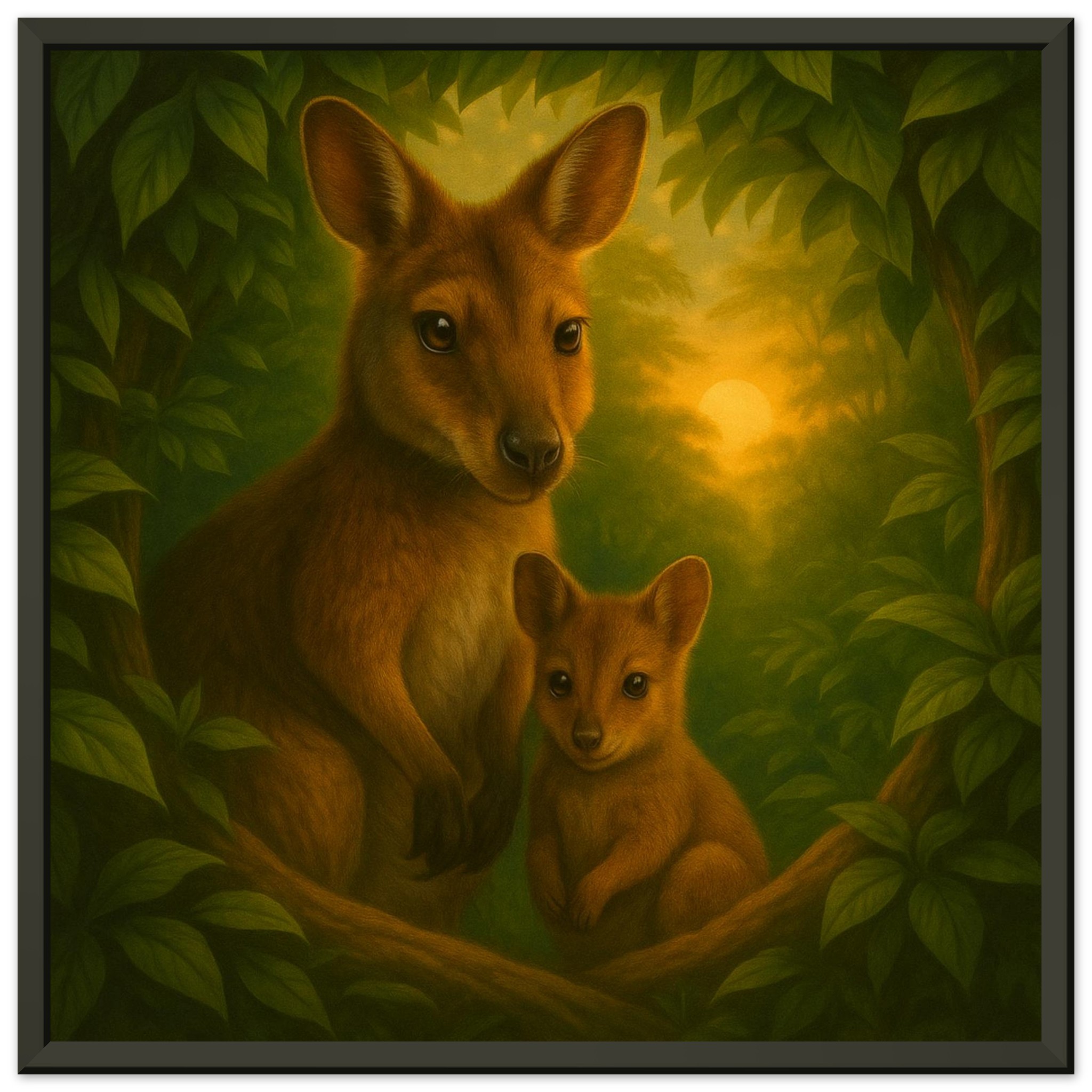 classic semi glossy paper metal framed poster wallaby mum and joey 5f93a825-7427-4794-a7c3-e1222b478253