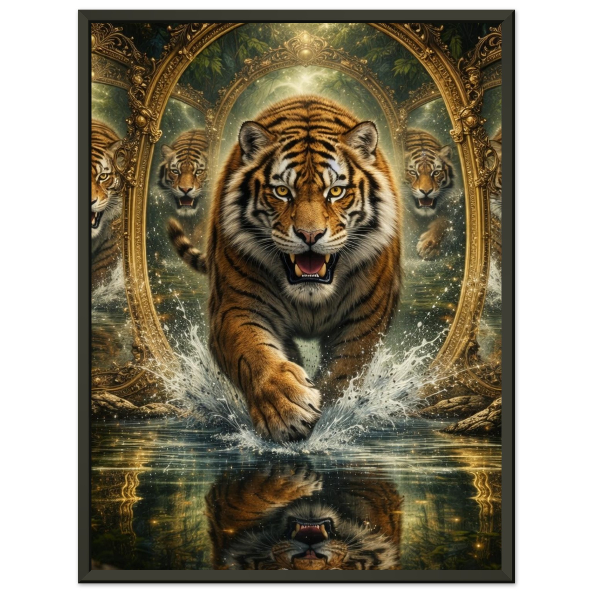 classic semi glossy paper metal framed poster, tiger reflection 61365b73-d5d9-40ab-92fd-68d3390abbbe