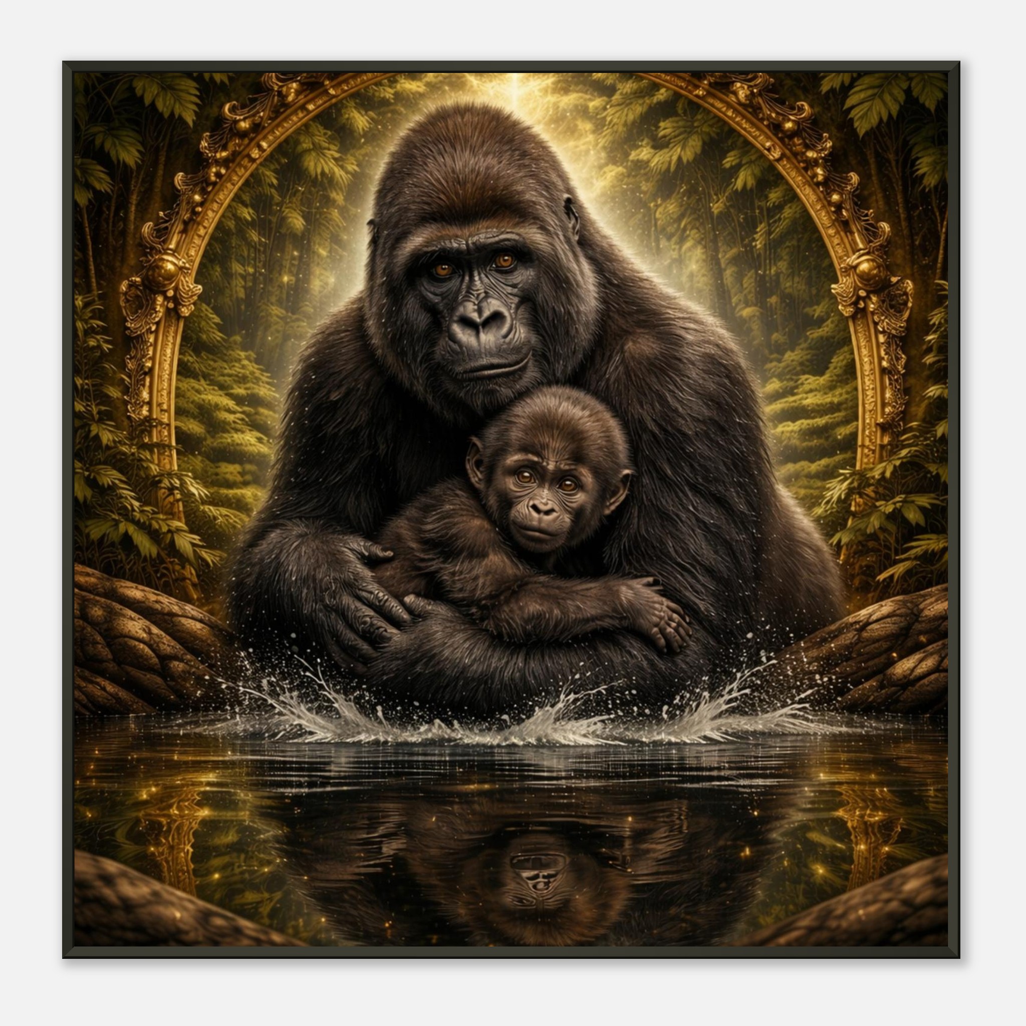 classic semi glossy paper metal framed poster gorilla and baby 6b207d9b-6adf-4c68-b64f-7274045ba0e0