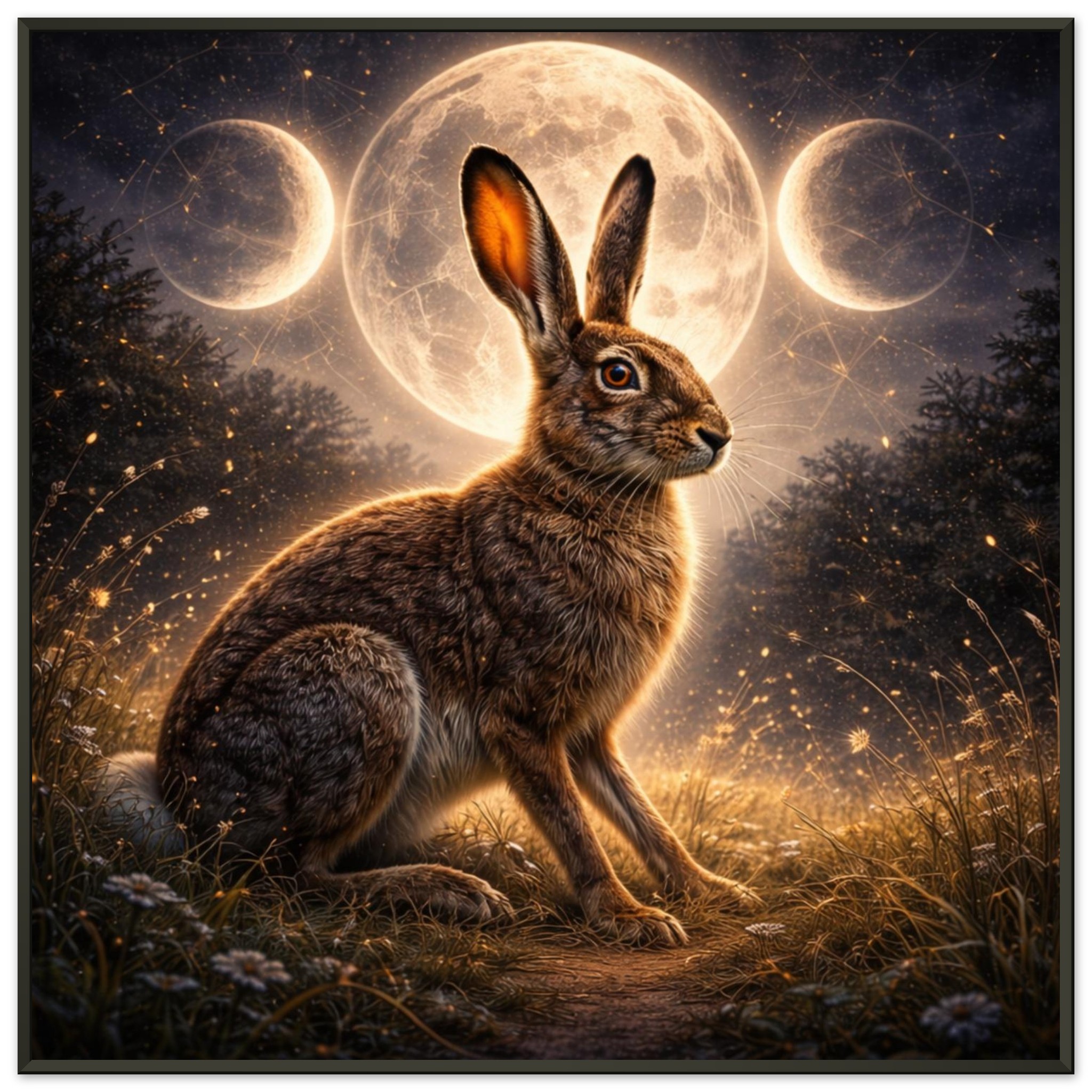 classic semi glossy paper metal framed poster moonlit hare 6b2704b4-cde2-48de-a34a-903bb03ff3af