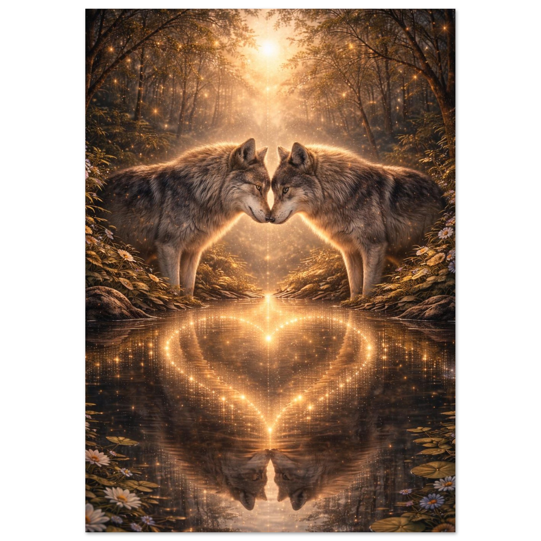 classic semi glossy paper poster, wolf couple 6e27ea6e-e2e9-46ac-9cb2-35d93c4e5332