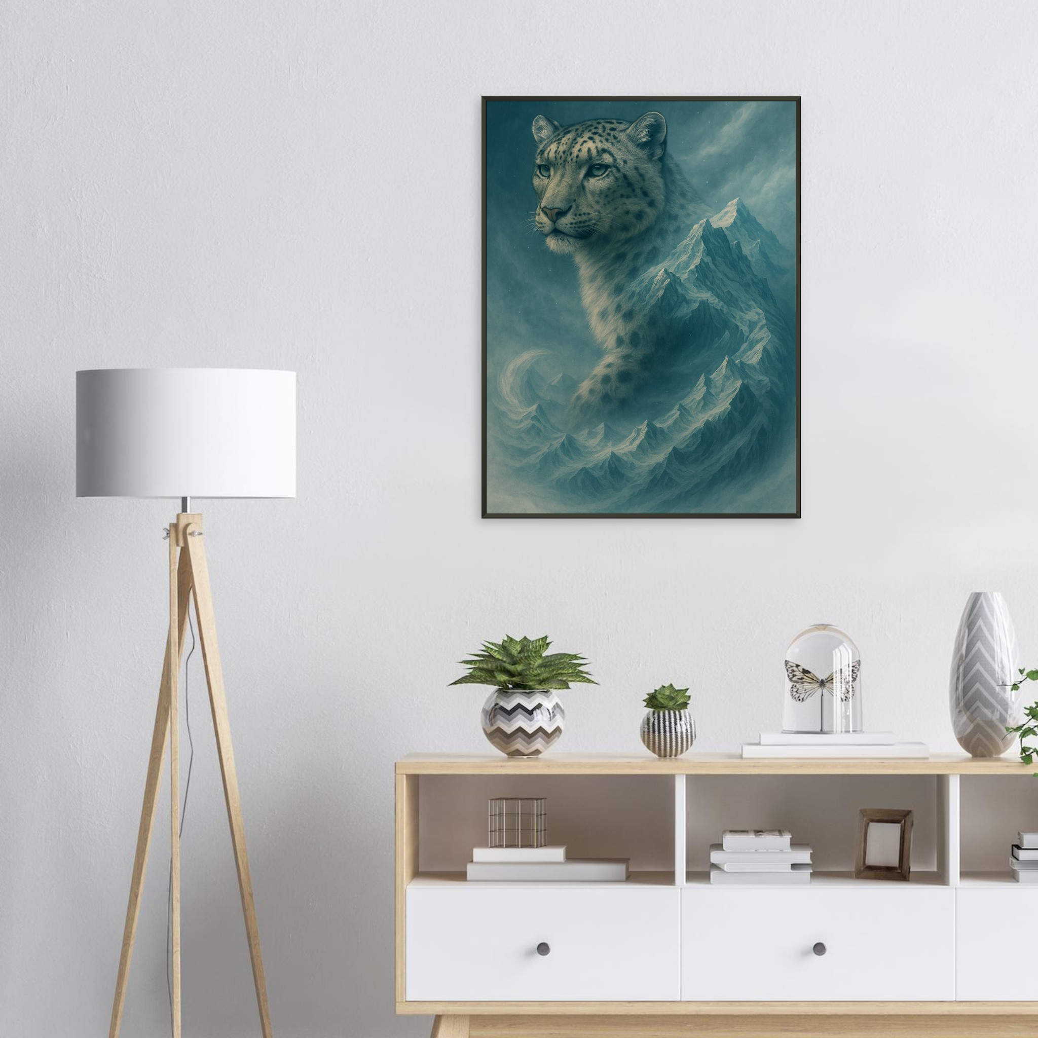 classic semi glossy paper metal framed poster snow leopard 729baa6d-5e39-4b15-ac11-9127351ccee2