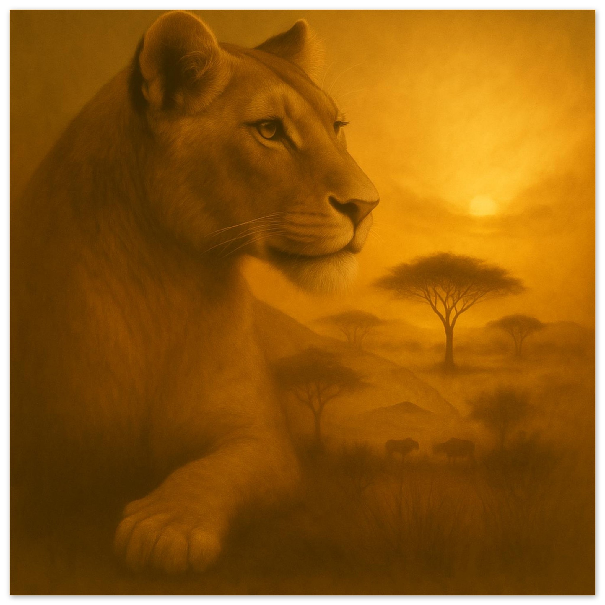 classic semi glossy paper poster, majestic lioness 73285144-372e-4ace-8cf6-3f474233d176