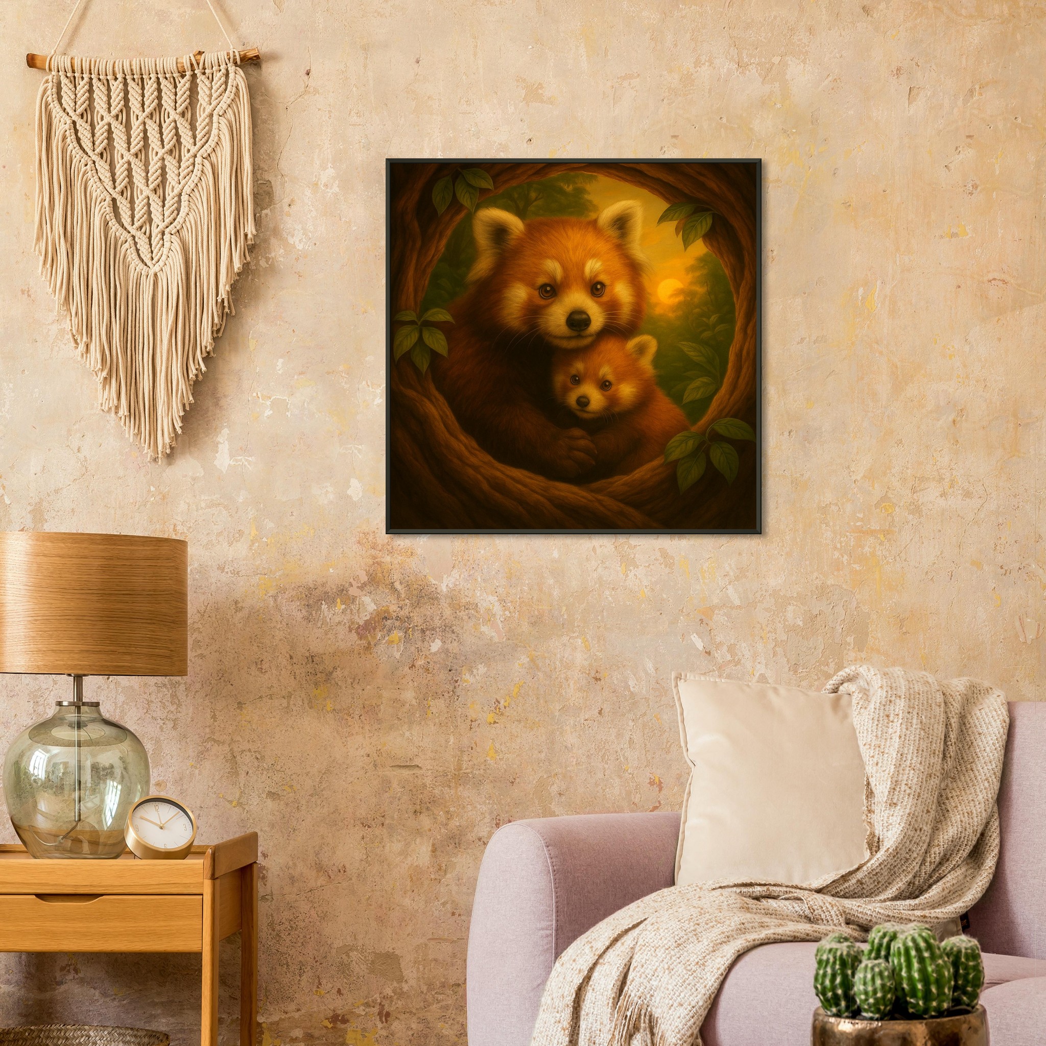 classic semi glossy paper metal framed poster red panda mum and baby 7971311e-a260-44aa-b046-2db1f5f5b667