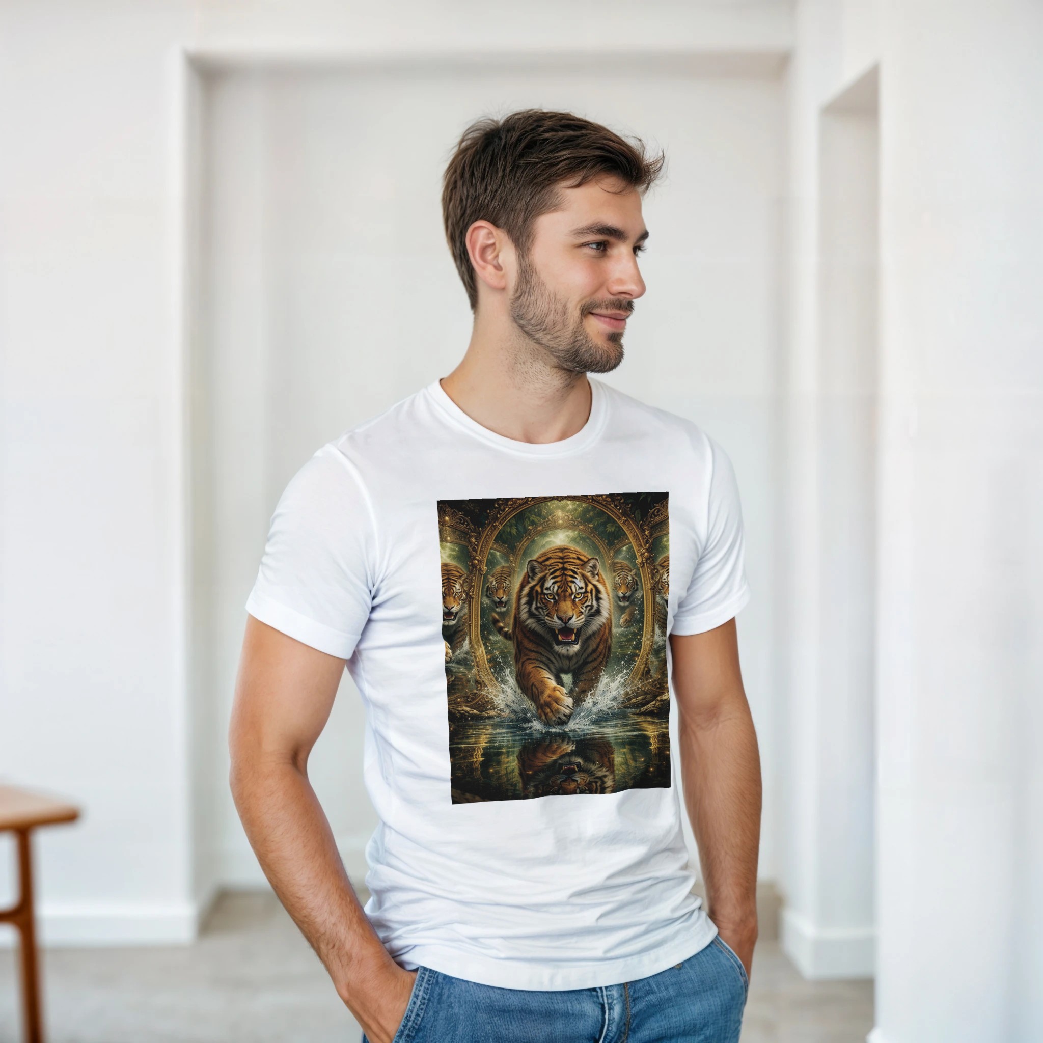 heavyweight unisex crewneck t shirt | gildan® 5000 white, tiger 7b69aab0-f07c-4474-a6d9-115296b59d56