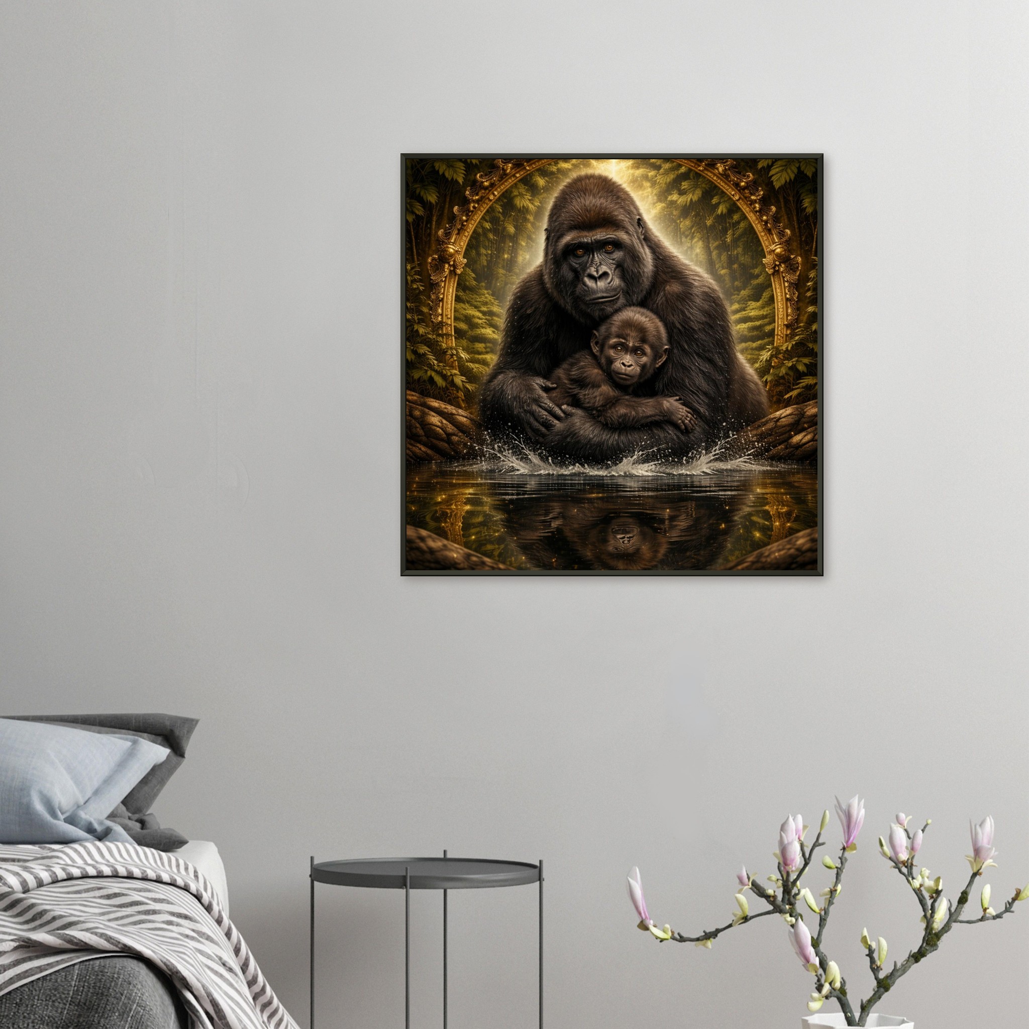 classic semi glossy paper metal framed poster gorilla and baby 7cecaa7a-ca83-424c-aa92-bd1fc77287e8
