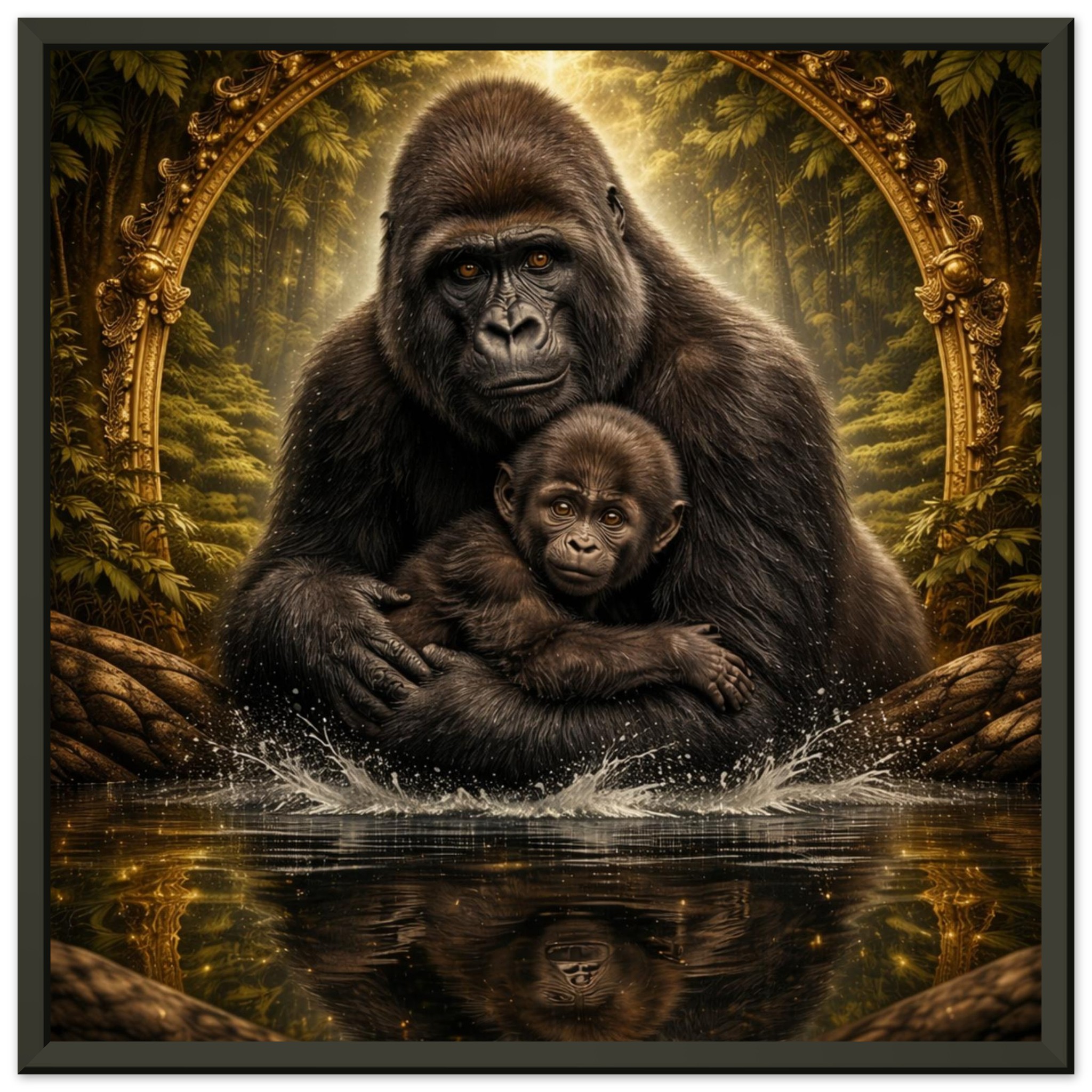 classic semi glossy paper metal framed poster gorilla and baby 7ed8b422-2f1a-4e3d-a2e6-82bc4b3c27a8