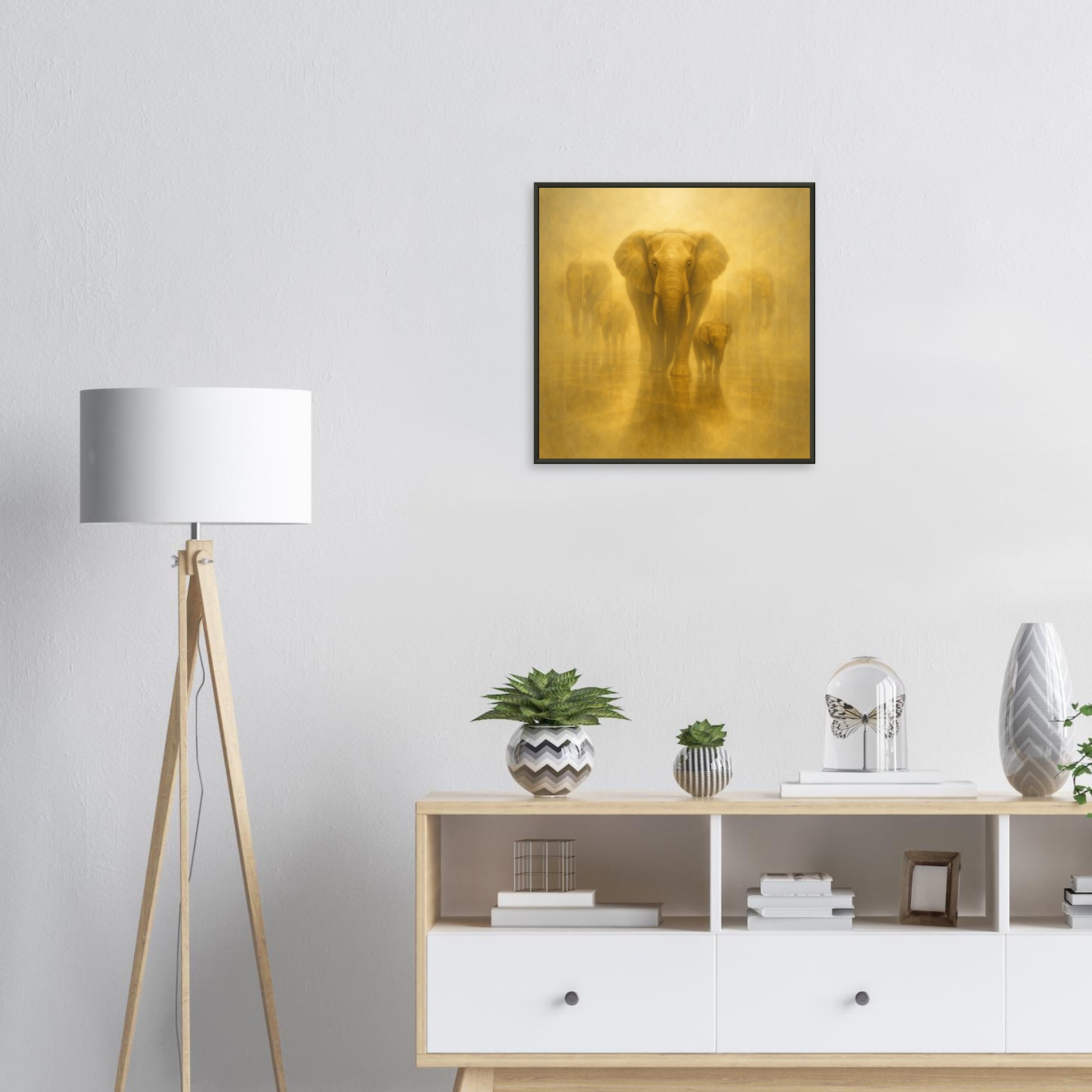 classic semi glossy paper metal framed poster elephant and calf 81b932e5-3306-4a9f-a6d8-39ac644d0d97