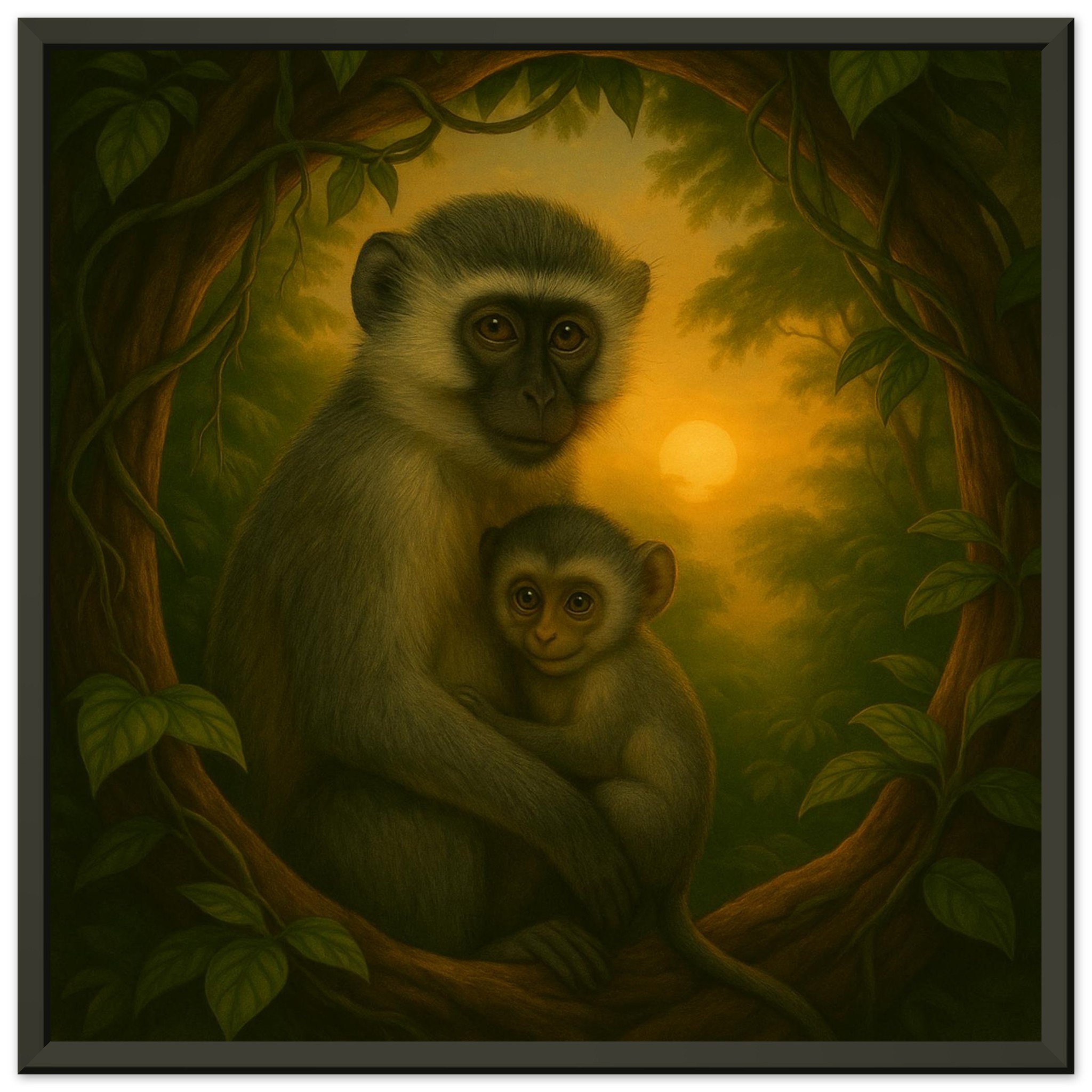 classic semi glossy paper metal framed poster vervet mother and baby 82ac5bb8-0636-447d-b072-e4f97d8fdc84