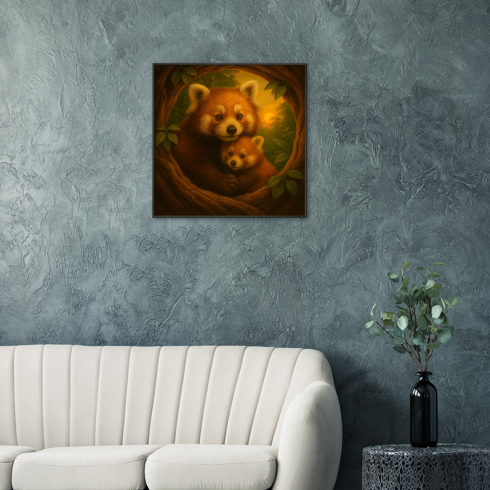 classic semi glossy paper metal framed poster red panda mum and baby 8311c30f-e0d8-4d59-9a9c-843557925f04