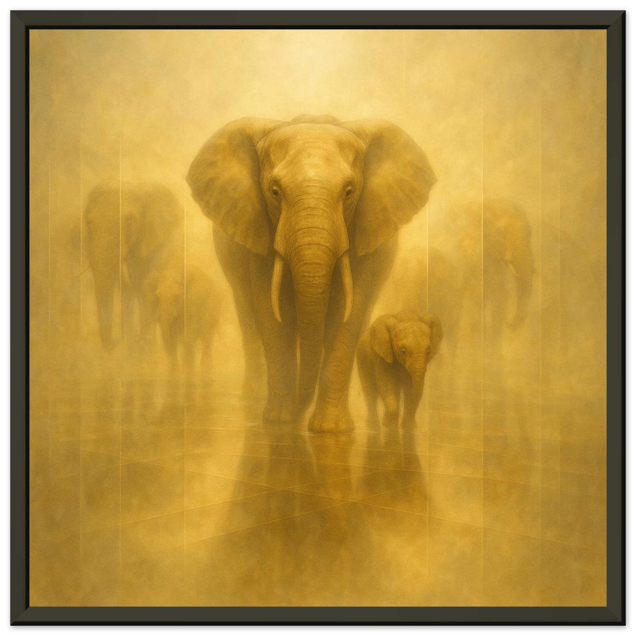 classic semi glossy paper metal framed poster elephant and calf 87ec2cb3-1c60-4e72-988b-f7b84b92f0b0