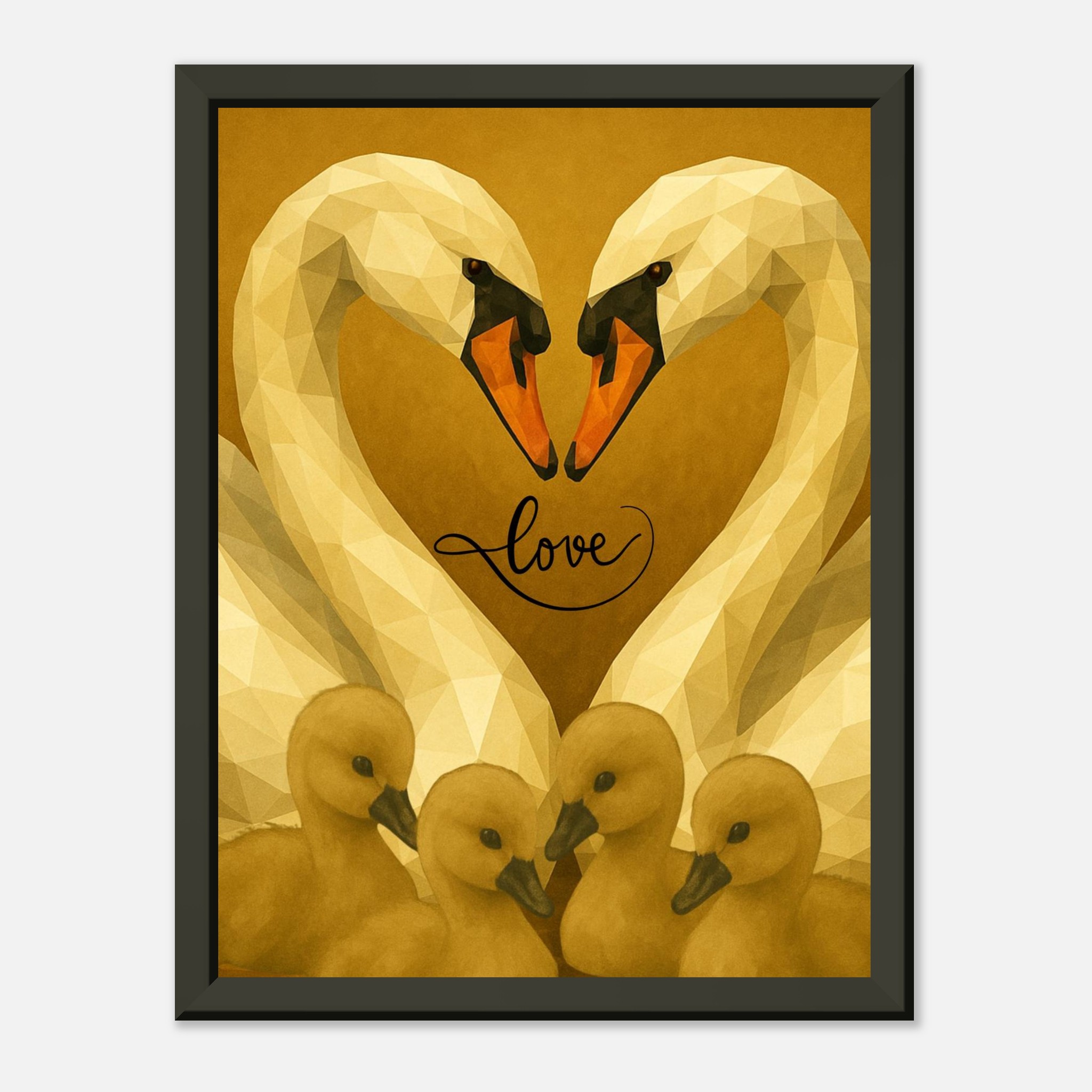 classic semi glossy paper metal framed poster swan family 9166a8c2-9897-4cad-ad13-398da88d93c7