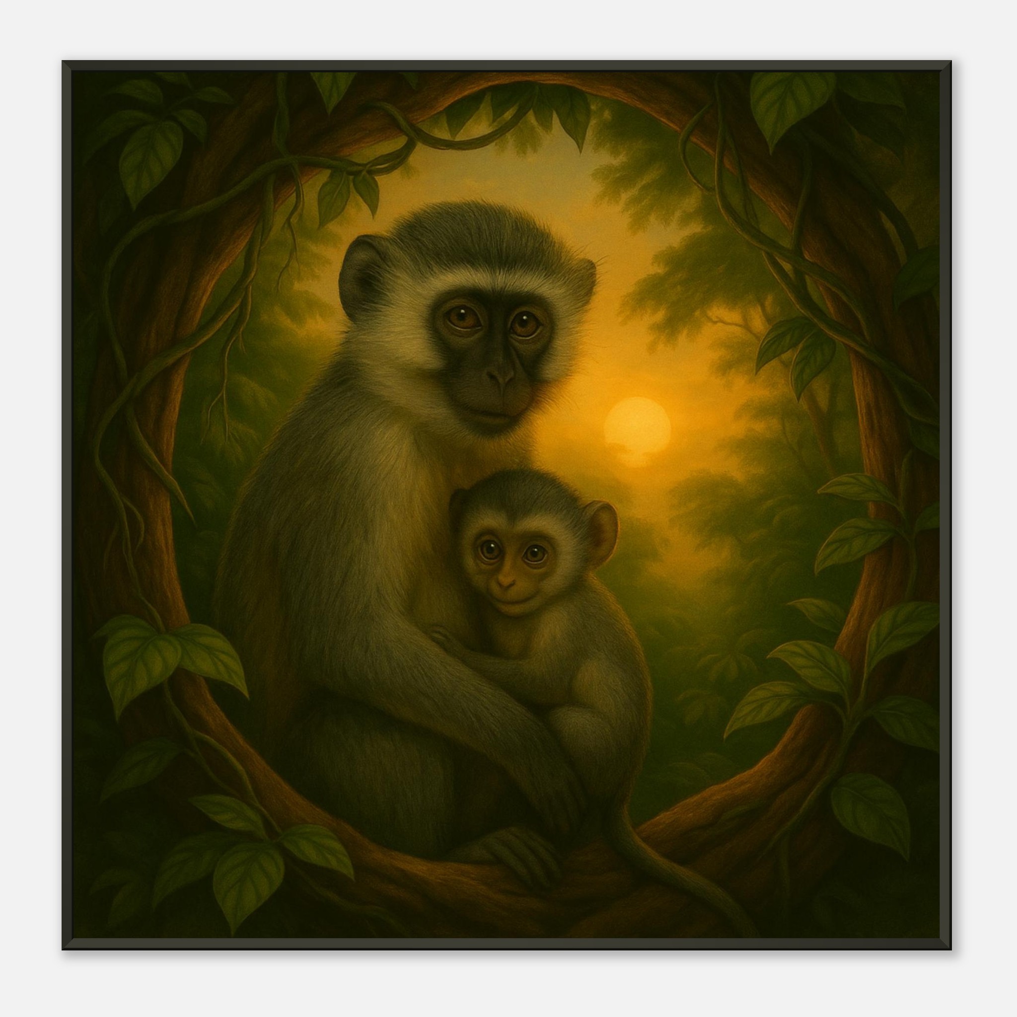 classic semi glossy paper metal framed poster vervet mother and baby 91c920e7-9c7e-47e2-b6e1-f522694e812a