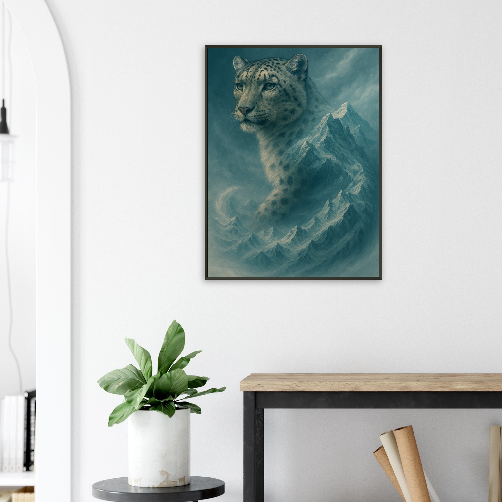 classic semi glossy paper metal framed poster snow leopard 94600237-dfb8-4d74-b9e9-dd95f852d292