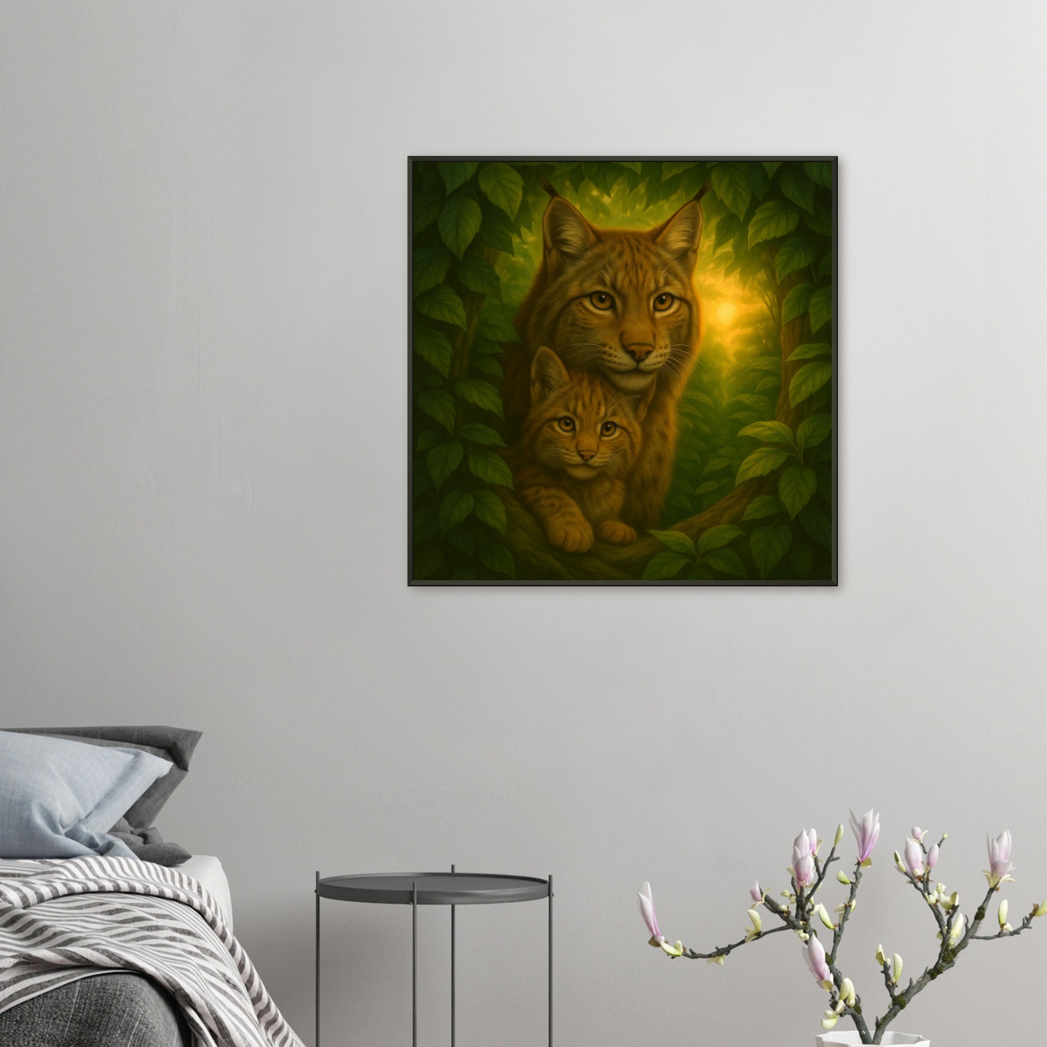 classic semi glossy paper metal framed poster eurasian lynx and kitten 9580ef7e-904e-4883-95ea-66b98cbc41a4