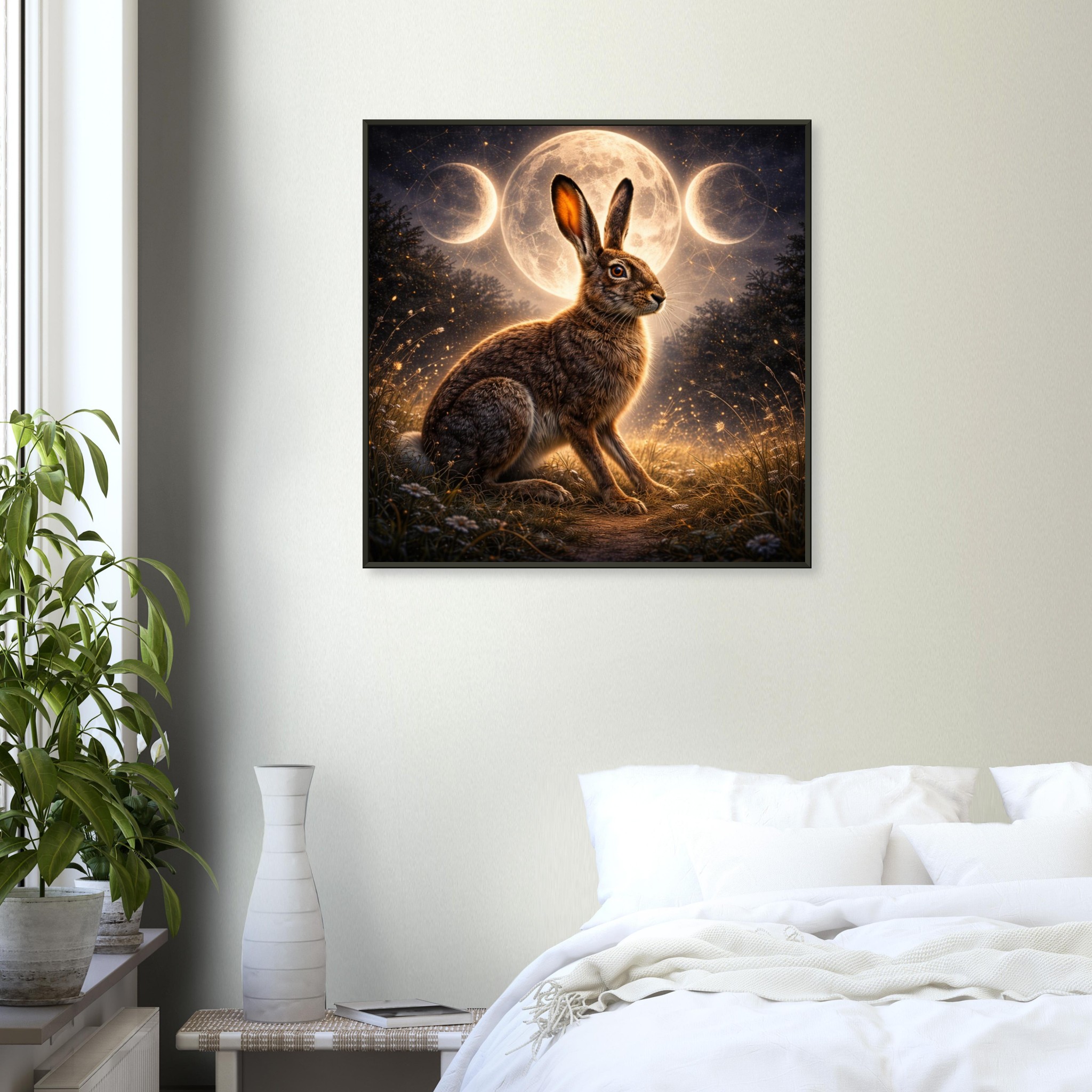 classic semi glossy paper metal framed poster moonlit hare 96817dd9-54e5-485c-b6d5-5e4fe093f2af