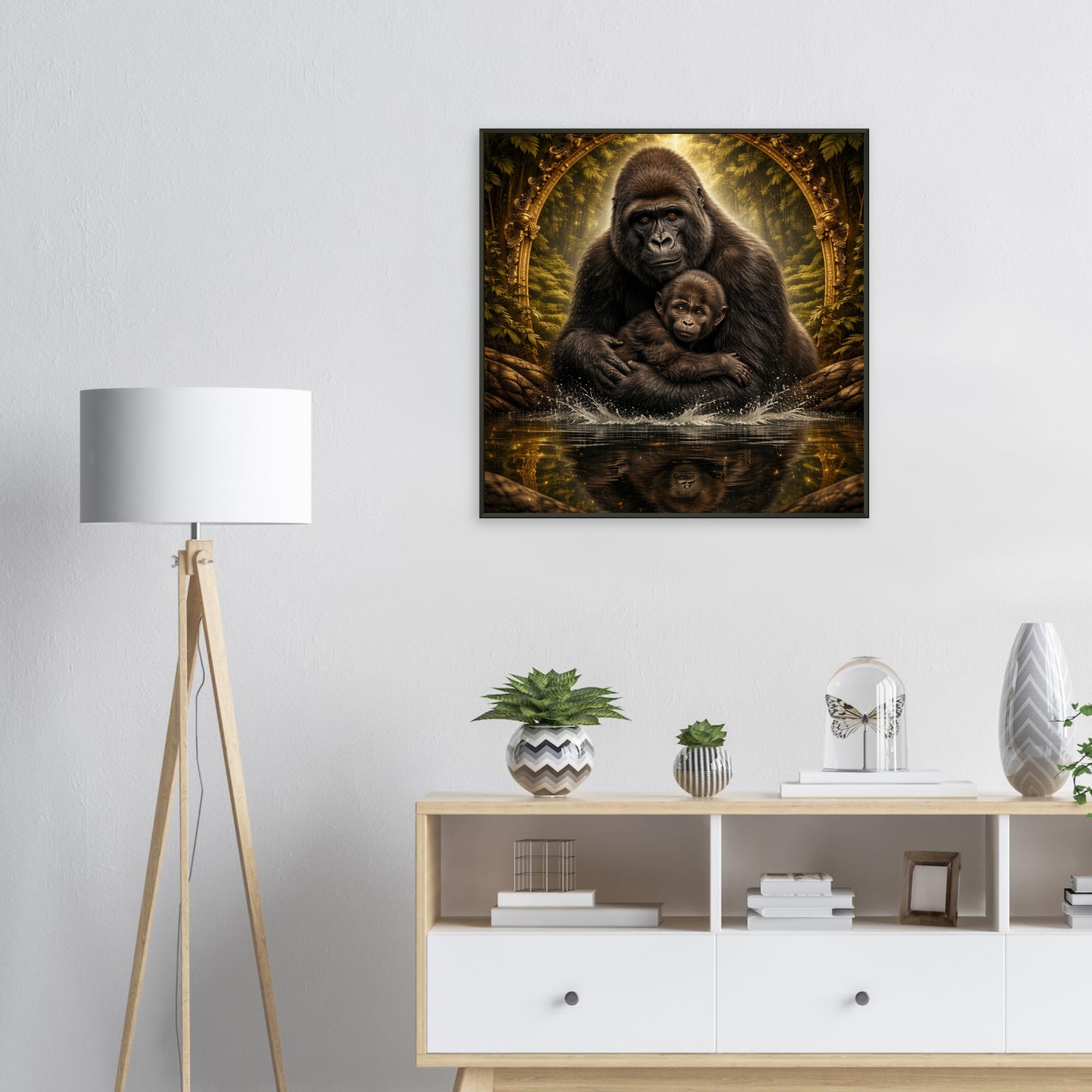 classic semi glossy paper metal framed poster gorilla and baby 96f4678c-d36b-4f5e-8990-dd2fabfefaa9