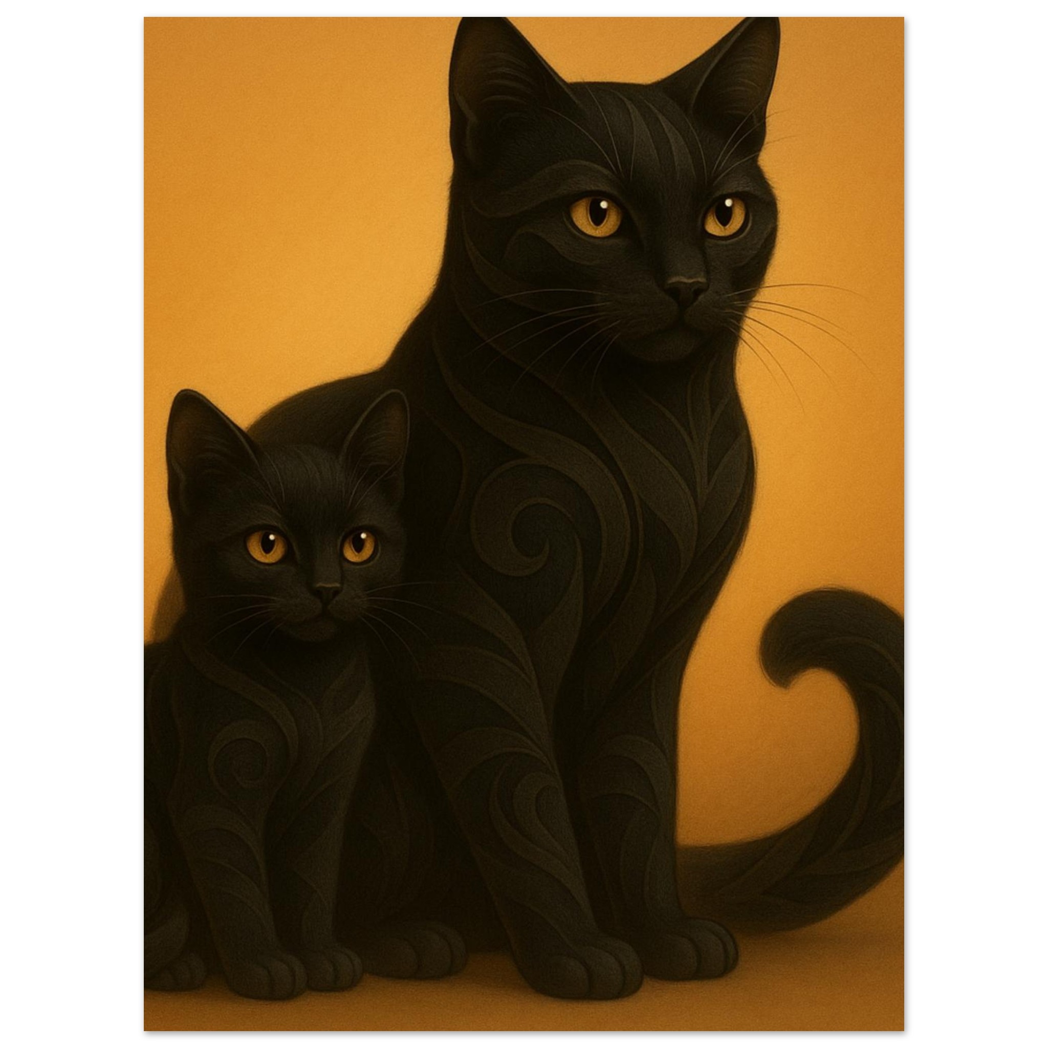 classic semi glossy paper poster black cat and kitten 99a846e1-9464-4168-8bcd-d6a35522e61c