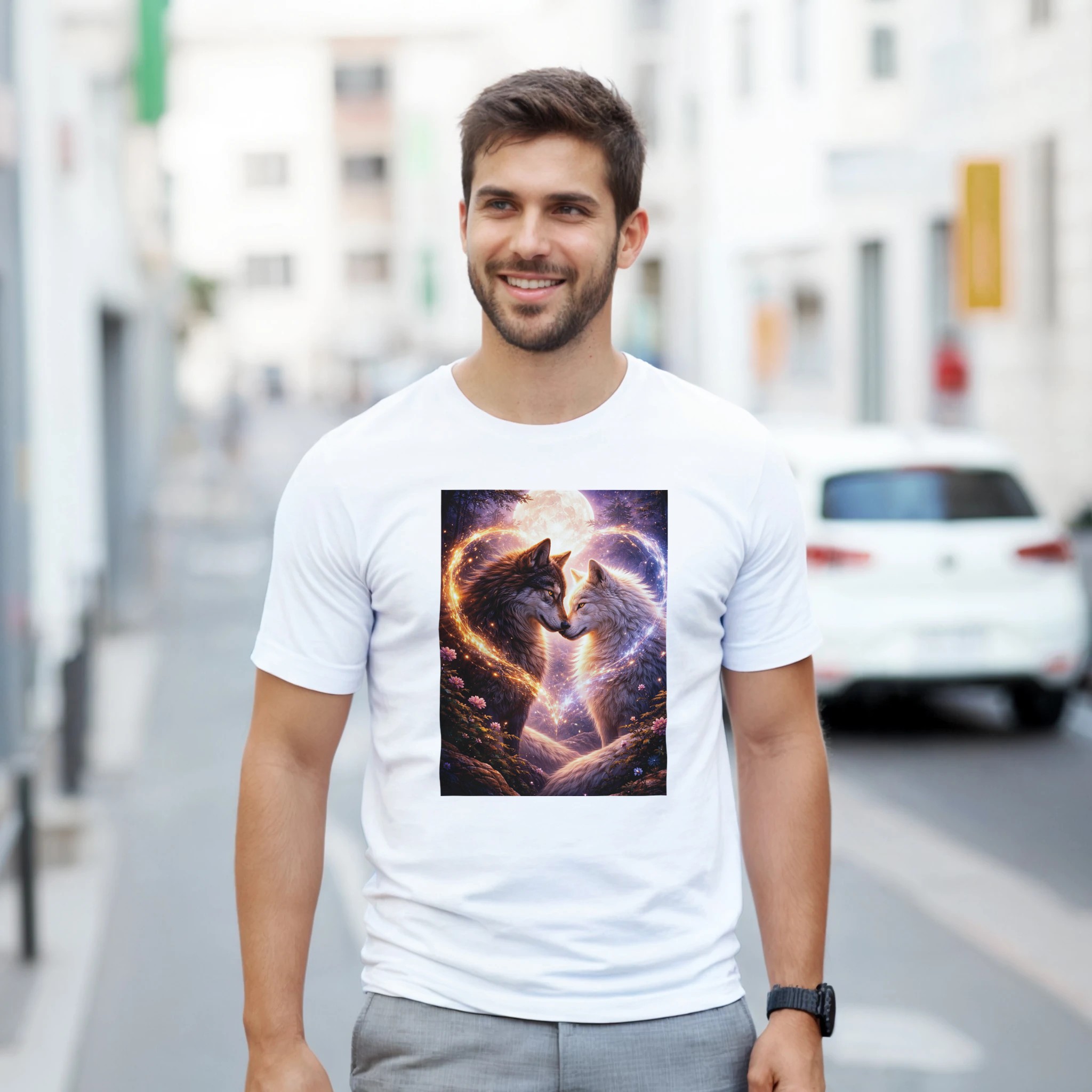 heavyweight unisex crewneck t shirt | gildan® 5000 white, wolf pair 9d30f571-25e6-40cd-8047-fb4713696cbf